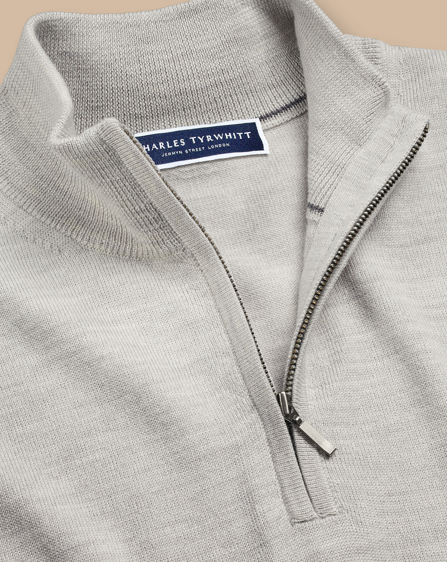 Merino Zip Neck Jumper - Silver