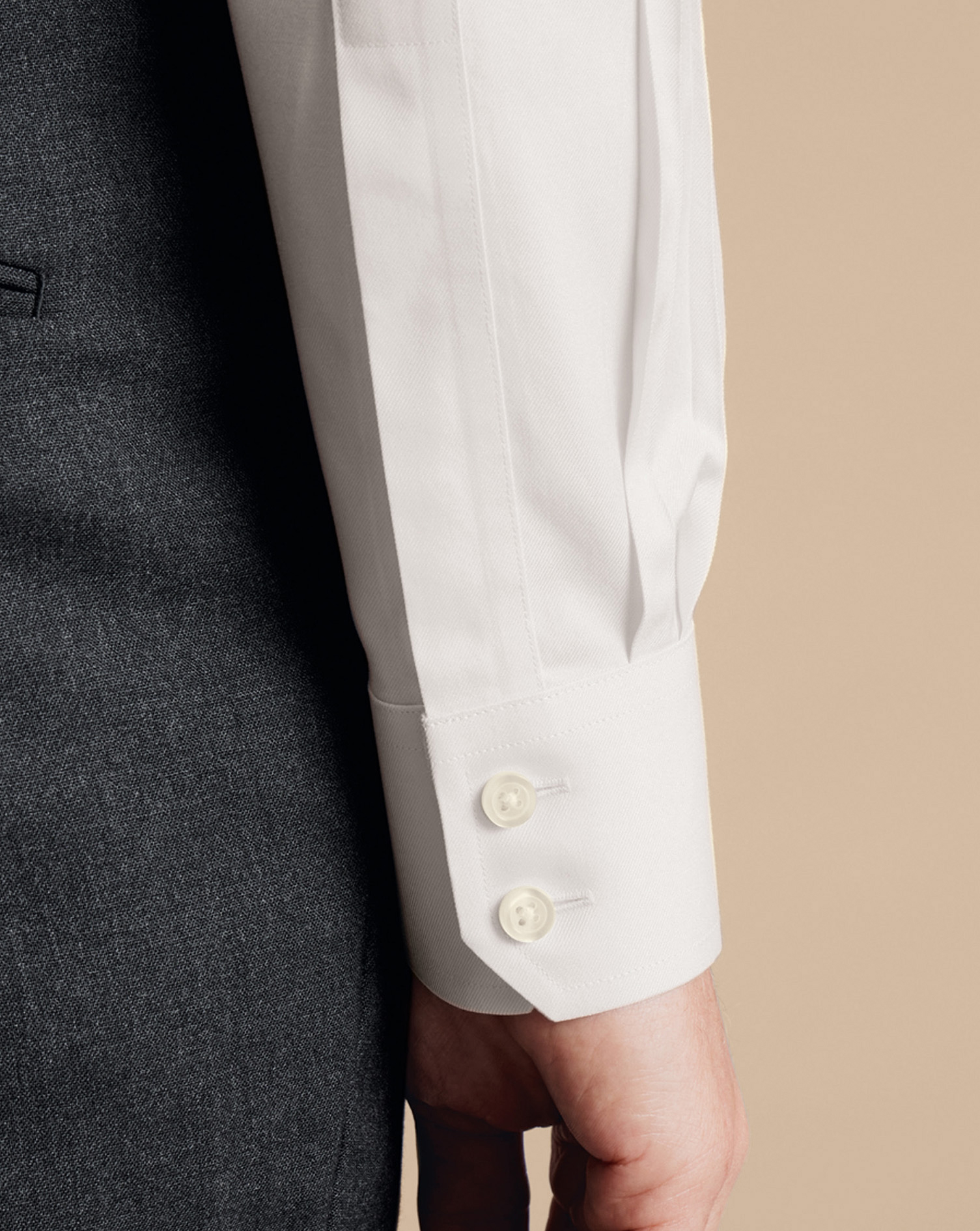 Cutaway Collar Non-Iron Twill Shirt - Ivory White