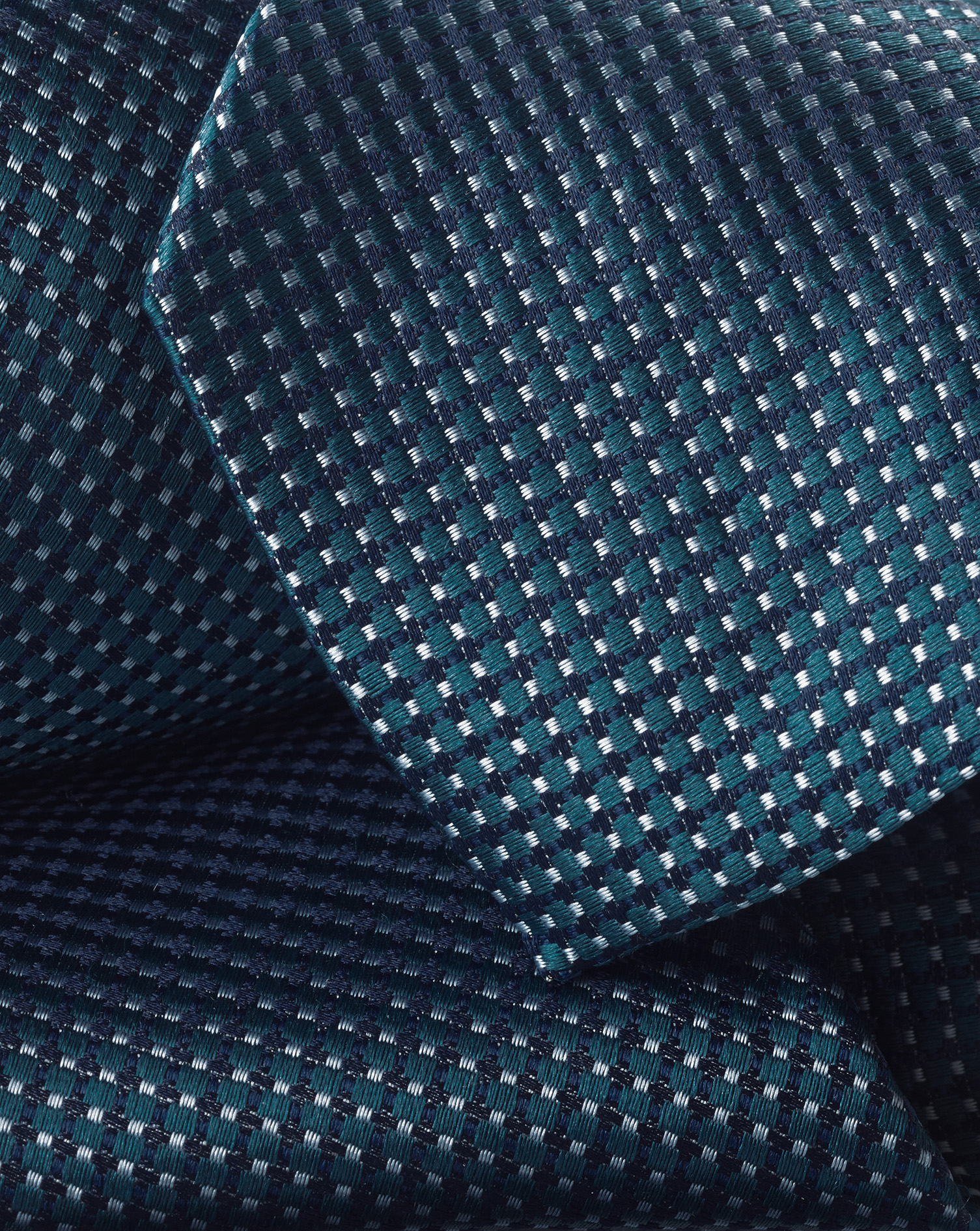 Semi Plain Pattern Silk Tie - Dark Turquoise Blue