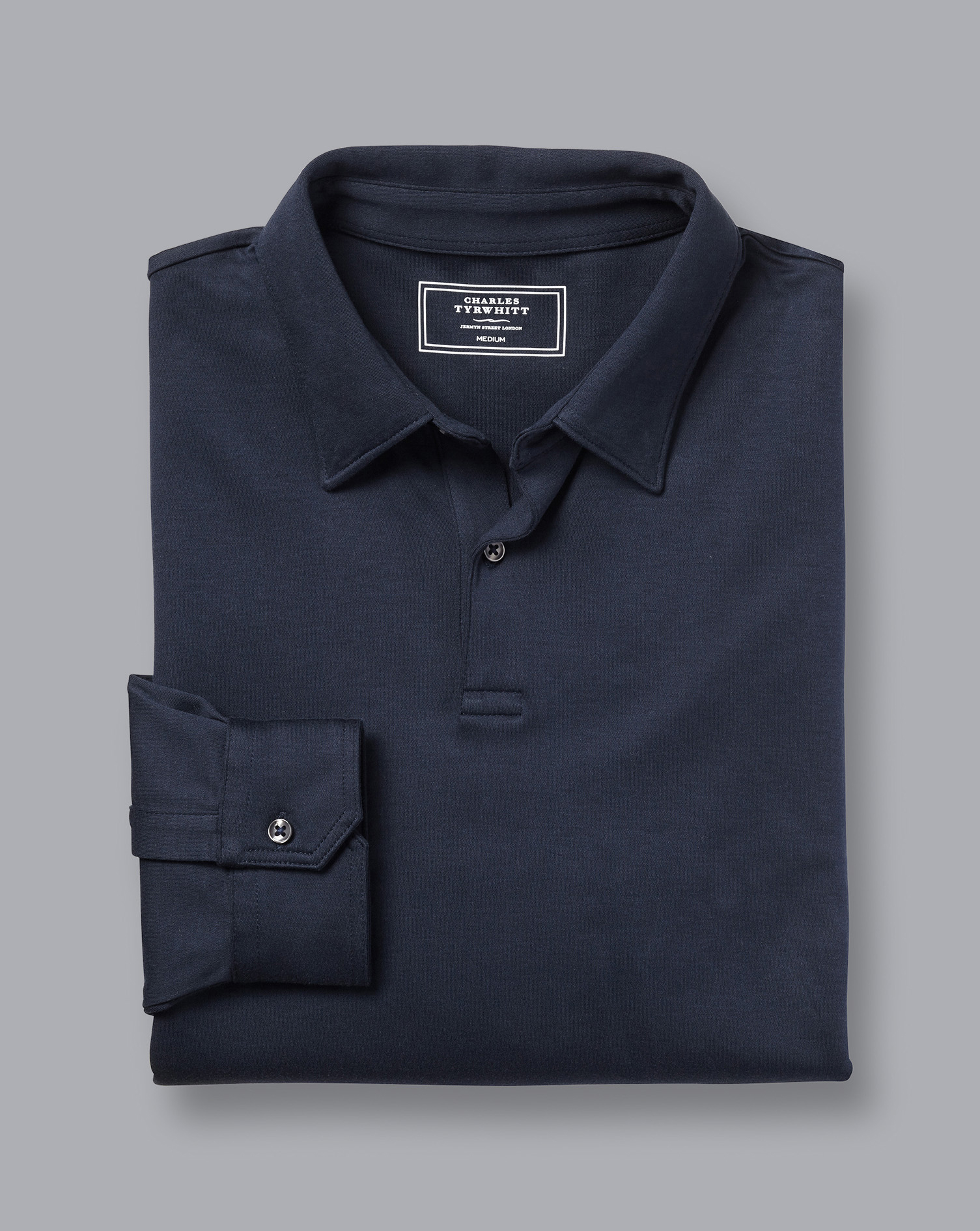 Long Sleeve Smart Jersey Polo - Navy