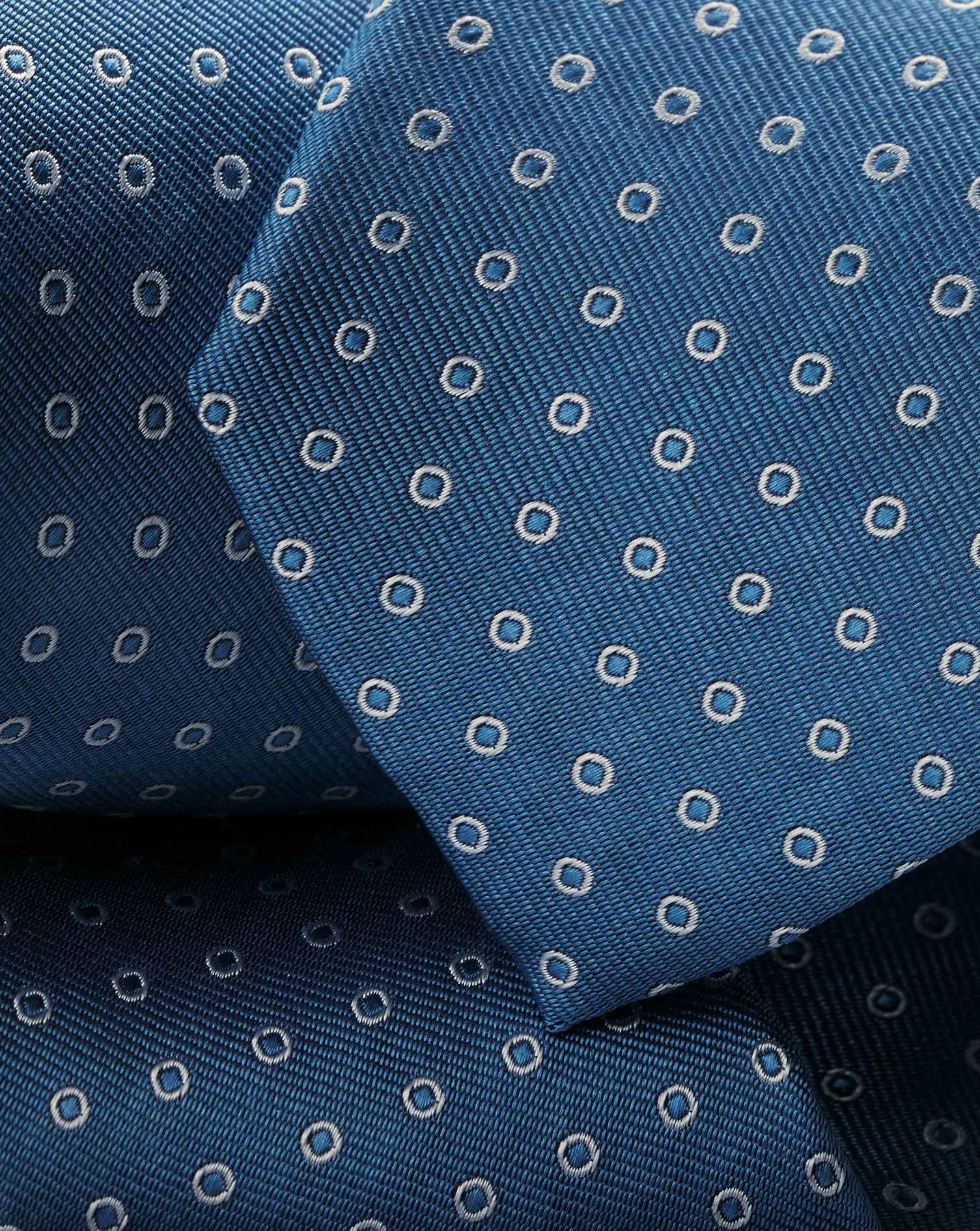 Spot Pattern Silk Slim Tie - Petrol Blue