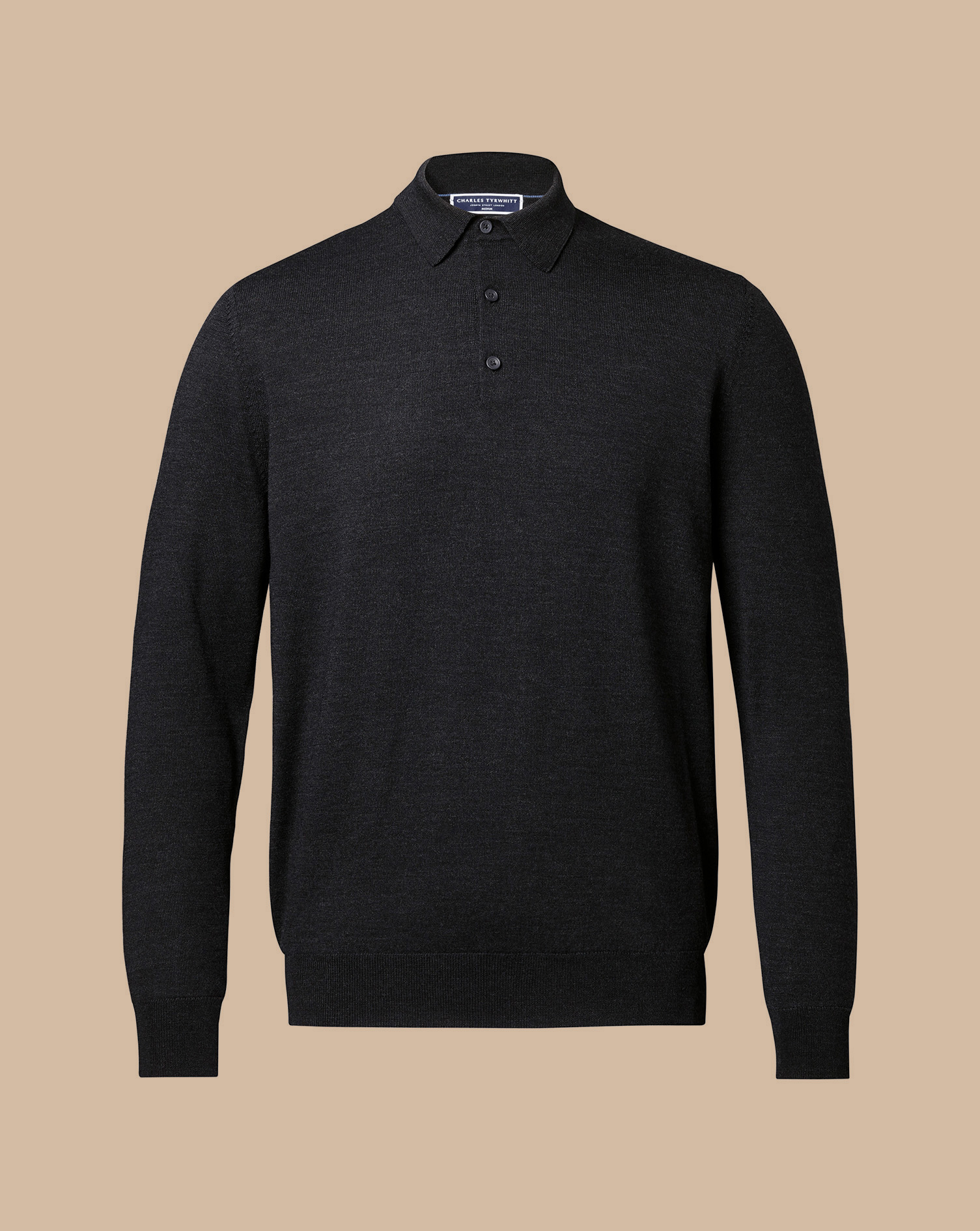 Merino Polo Jumper - Charcoal Grey