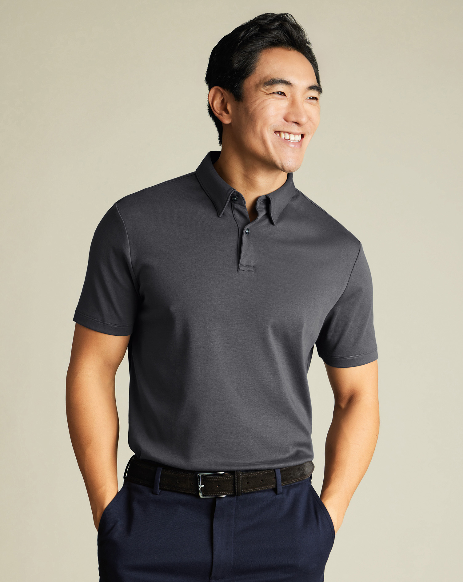 Charles Tyrwhitt Smartes Jersey-Polo - Graphitgrau