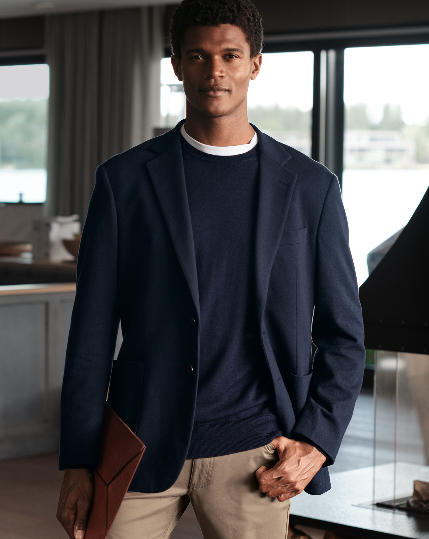 Merino Crew Neck Jumper - Navy