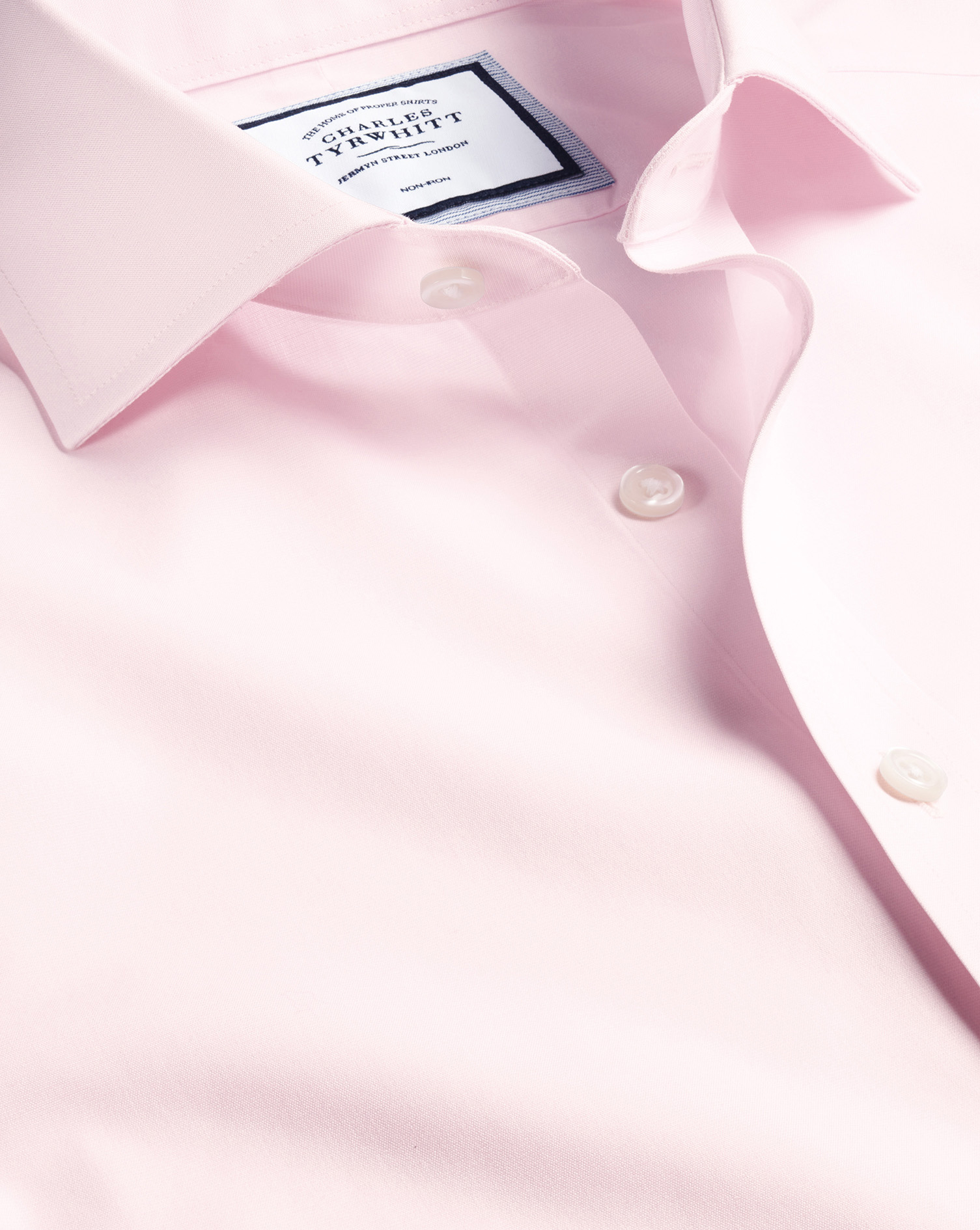 Cutaway Collar Non-Iron Poplin Shirt - Light Pink