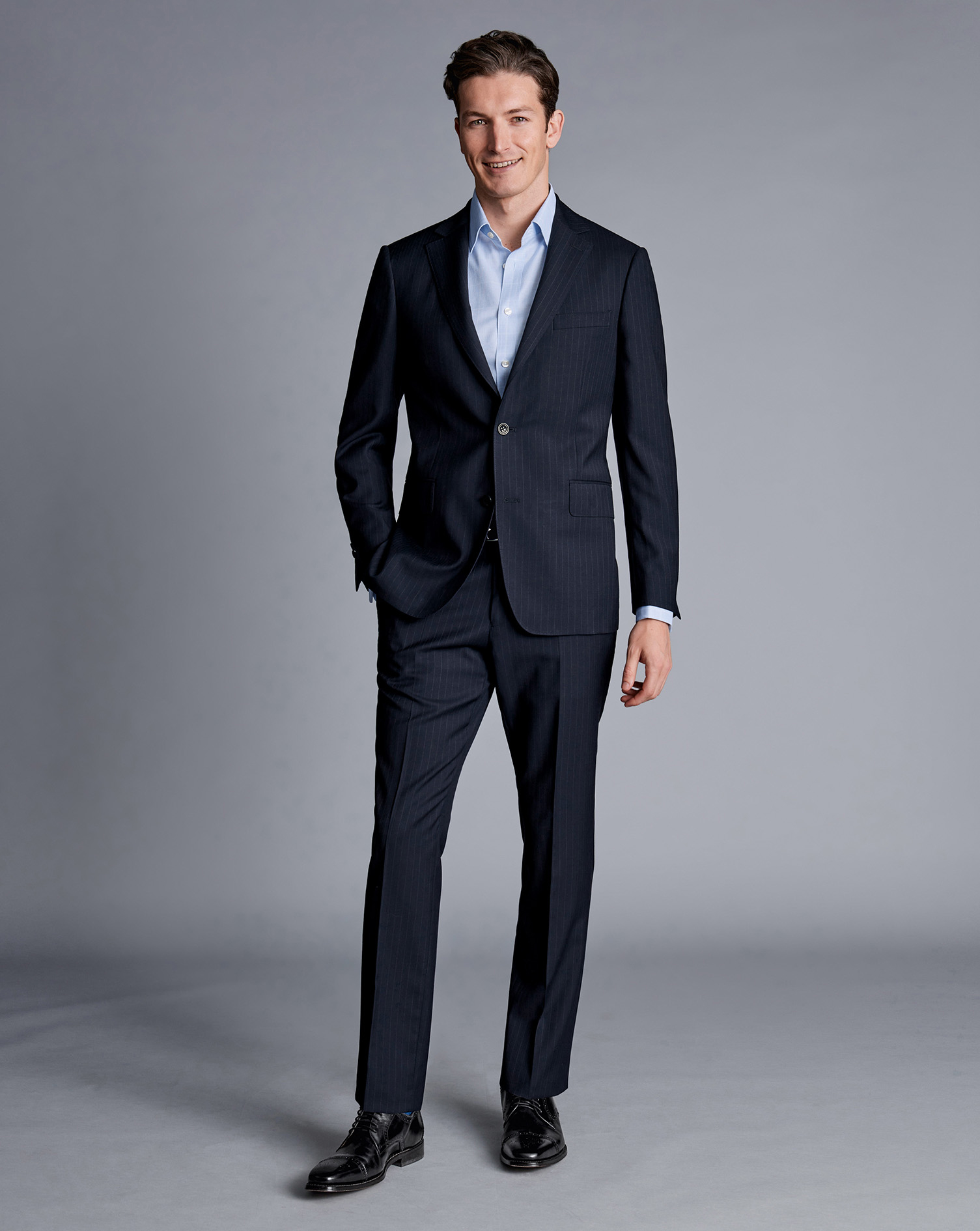 Ultimate Performance Stripe Suit Trousers - Navy