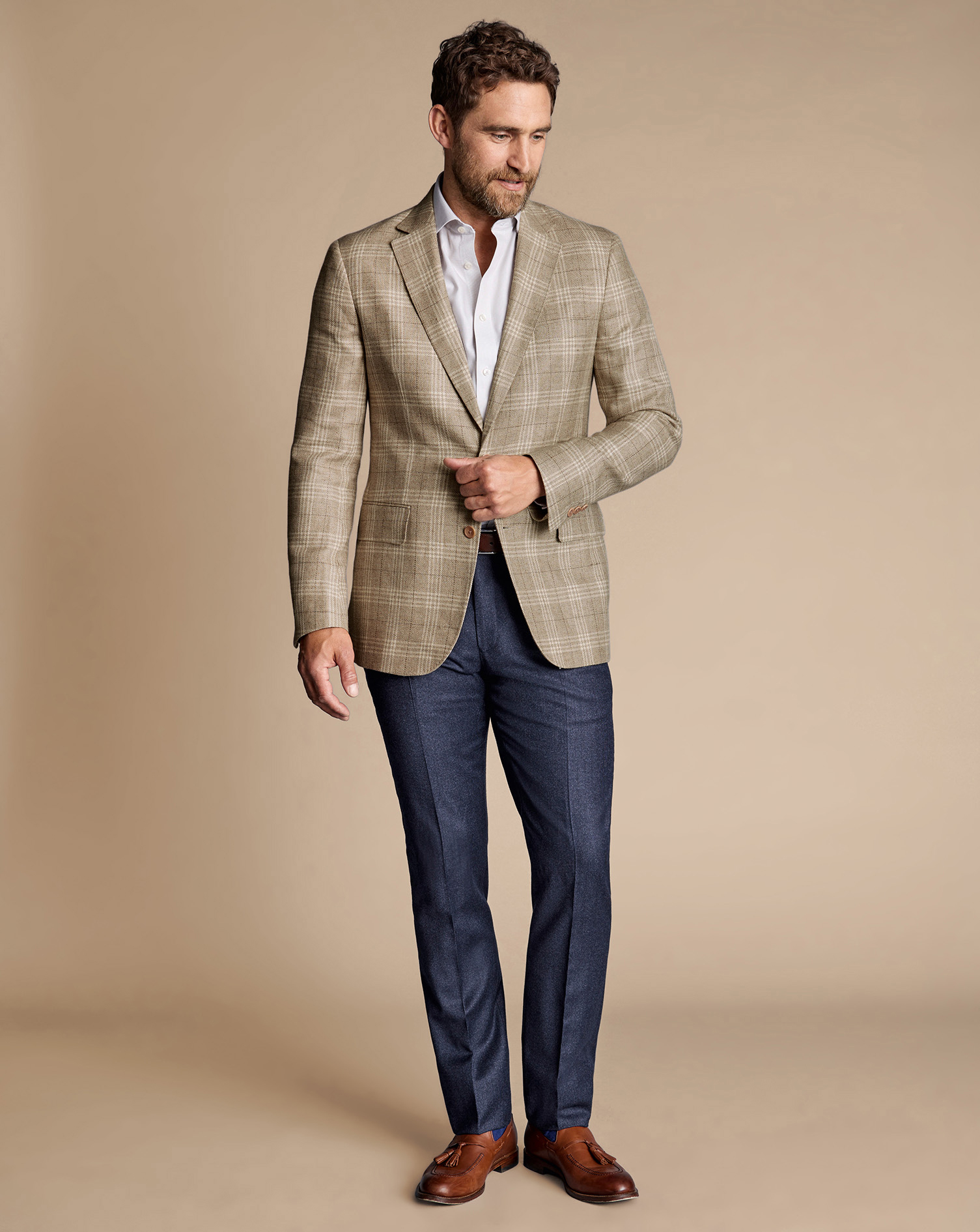 British Luxury Check Jacket  - Oatmeal