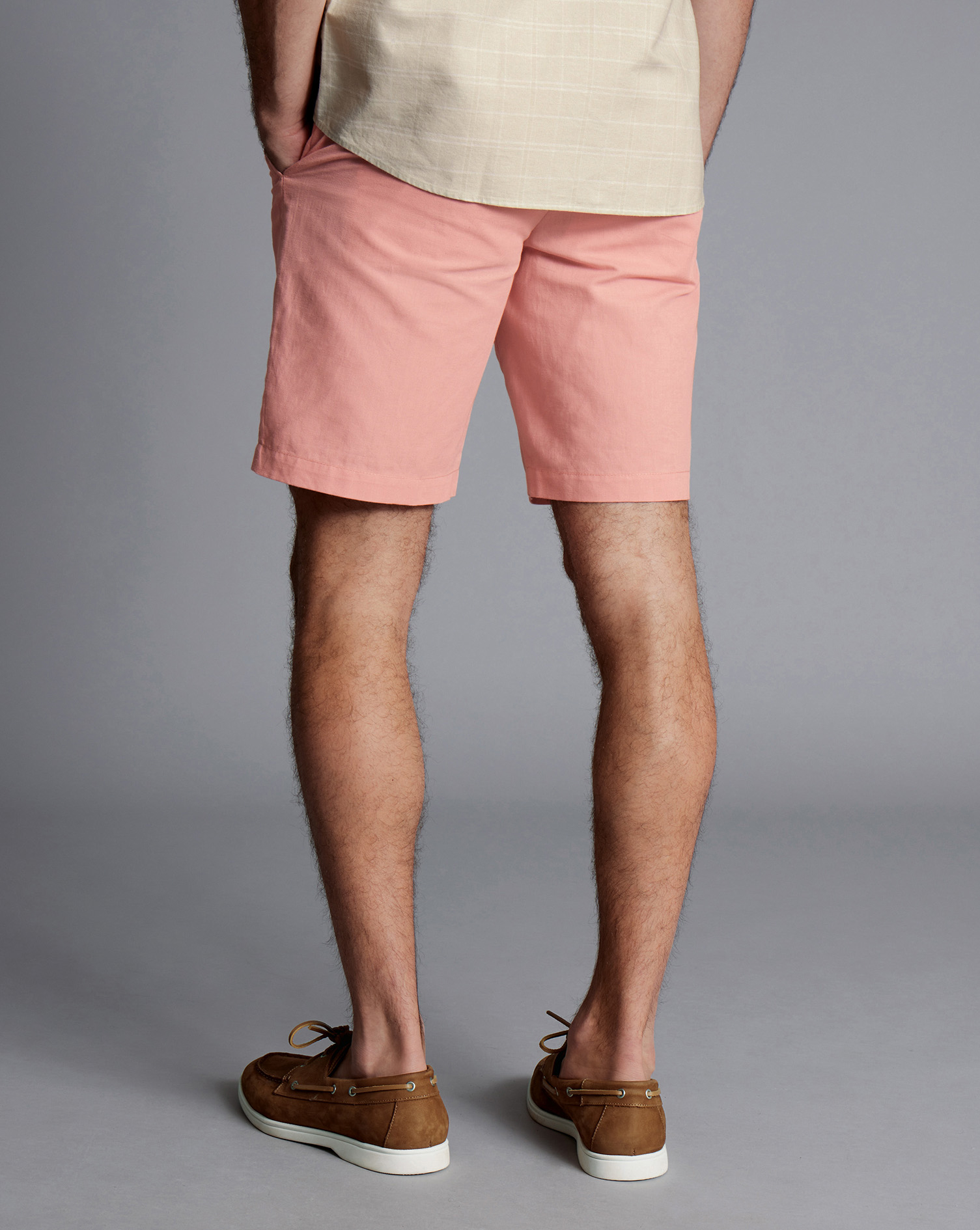 Cotton Linen Shorts - Light Coral Pink