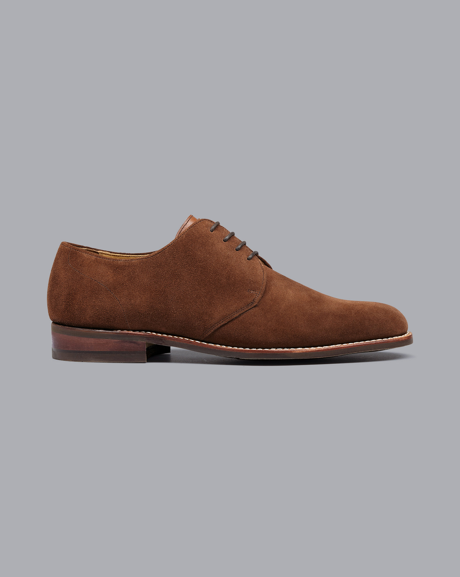 Rubber Sole Suede Derby Shoes - Walnut Brown