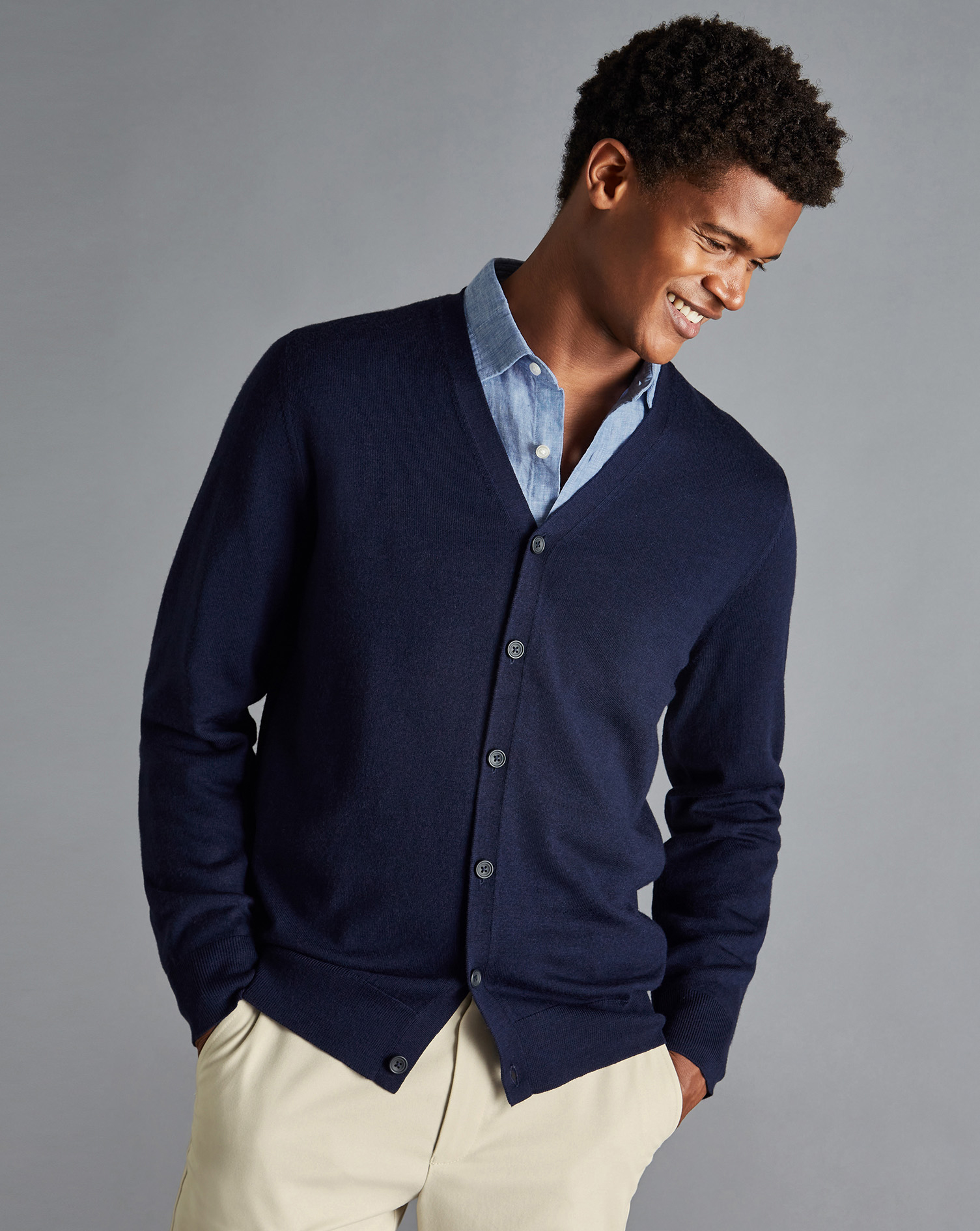 Merino Cardigan - Navy