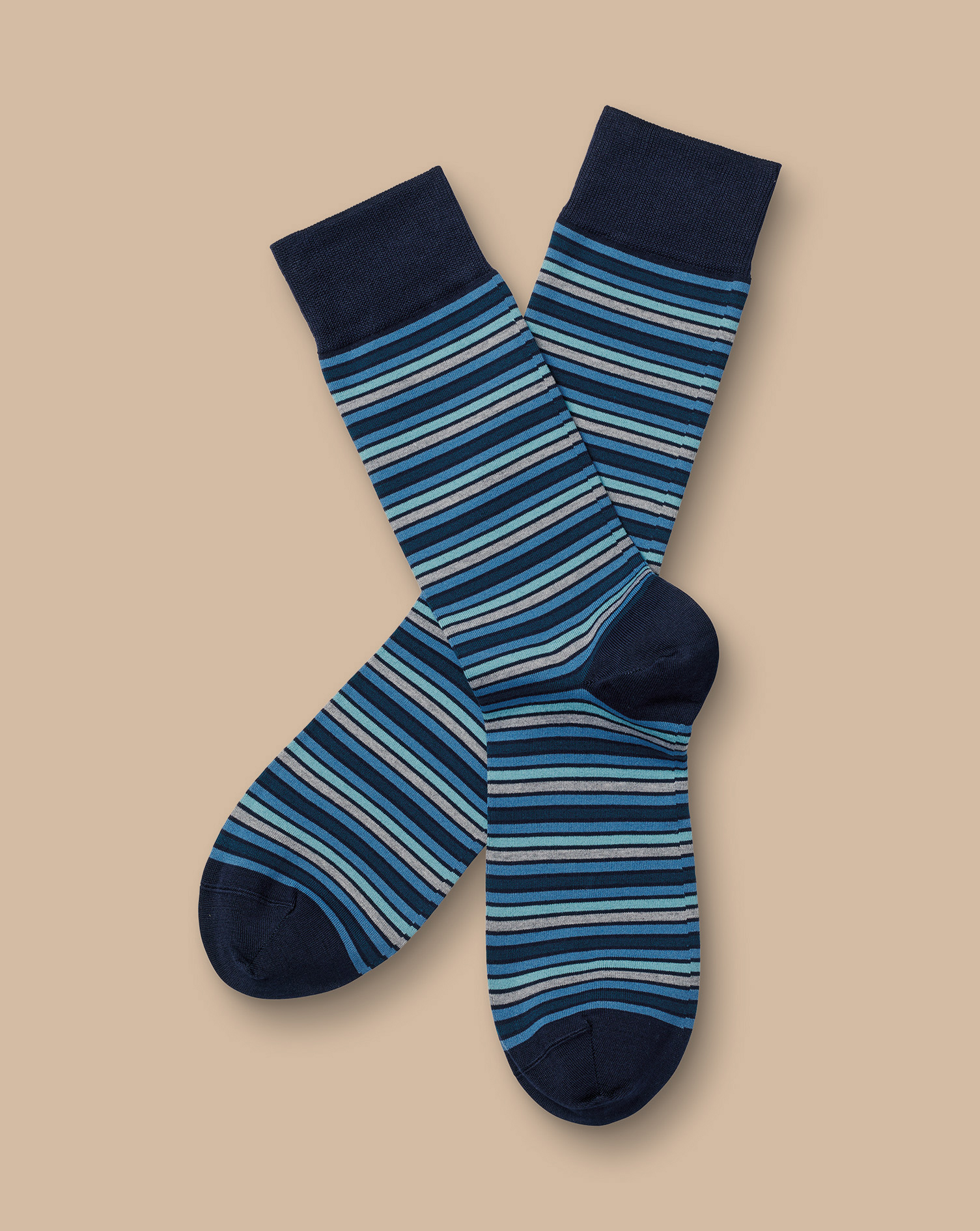 Multi Stripe Socks - Mid Blue