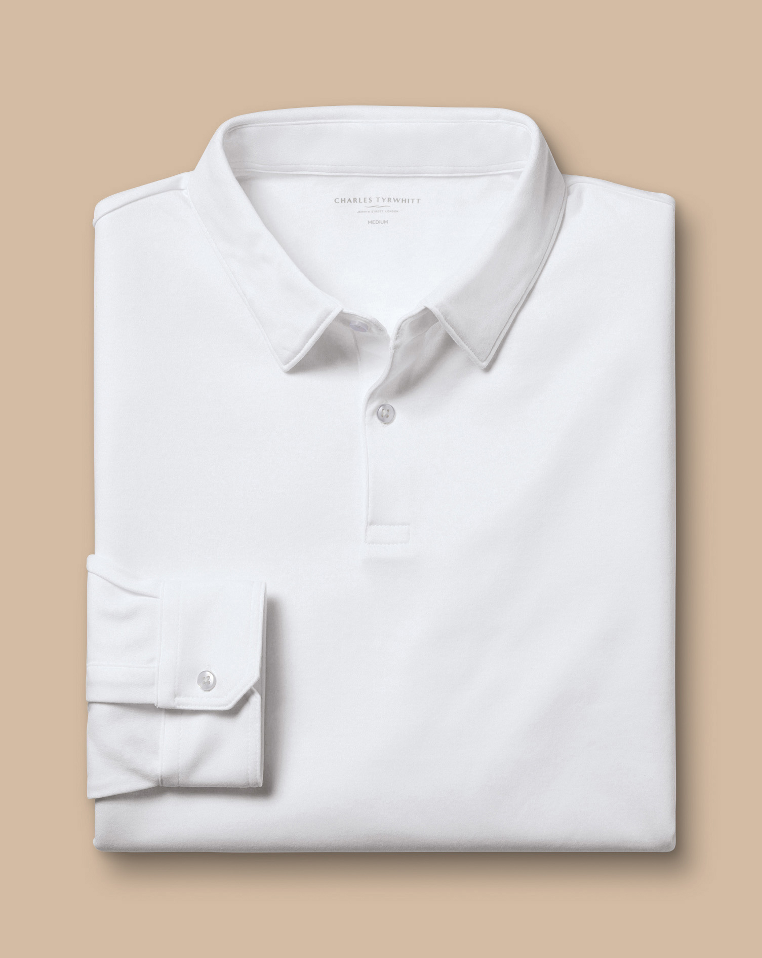 Long Sleeve Performance Jersey Polo - White