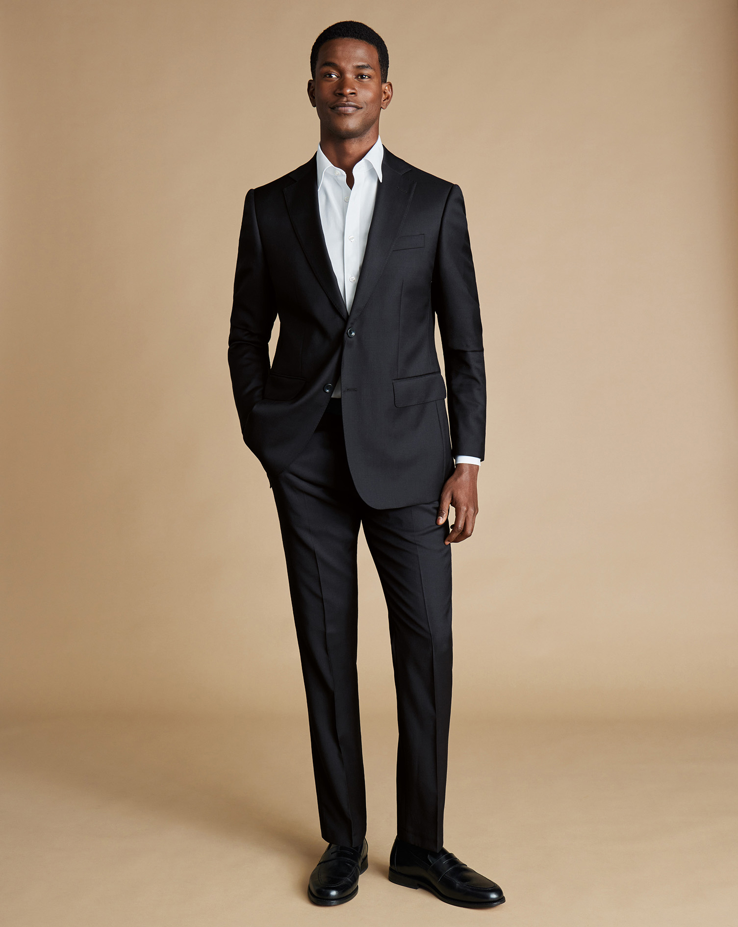 Natural Stretch Twill Suit Jacket - Black