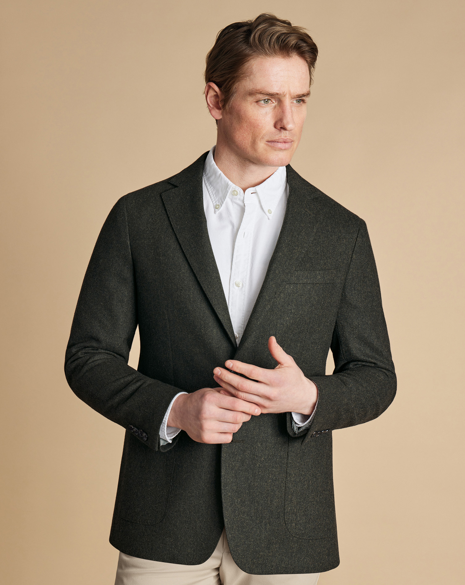 Unstructured Wool Jacket - Forest Green