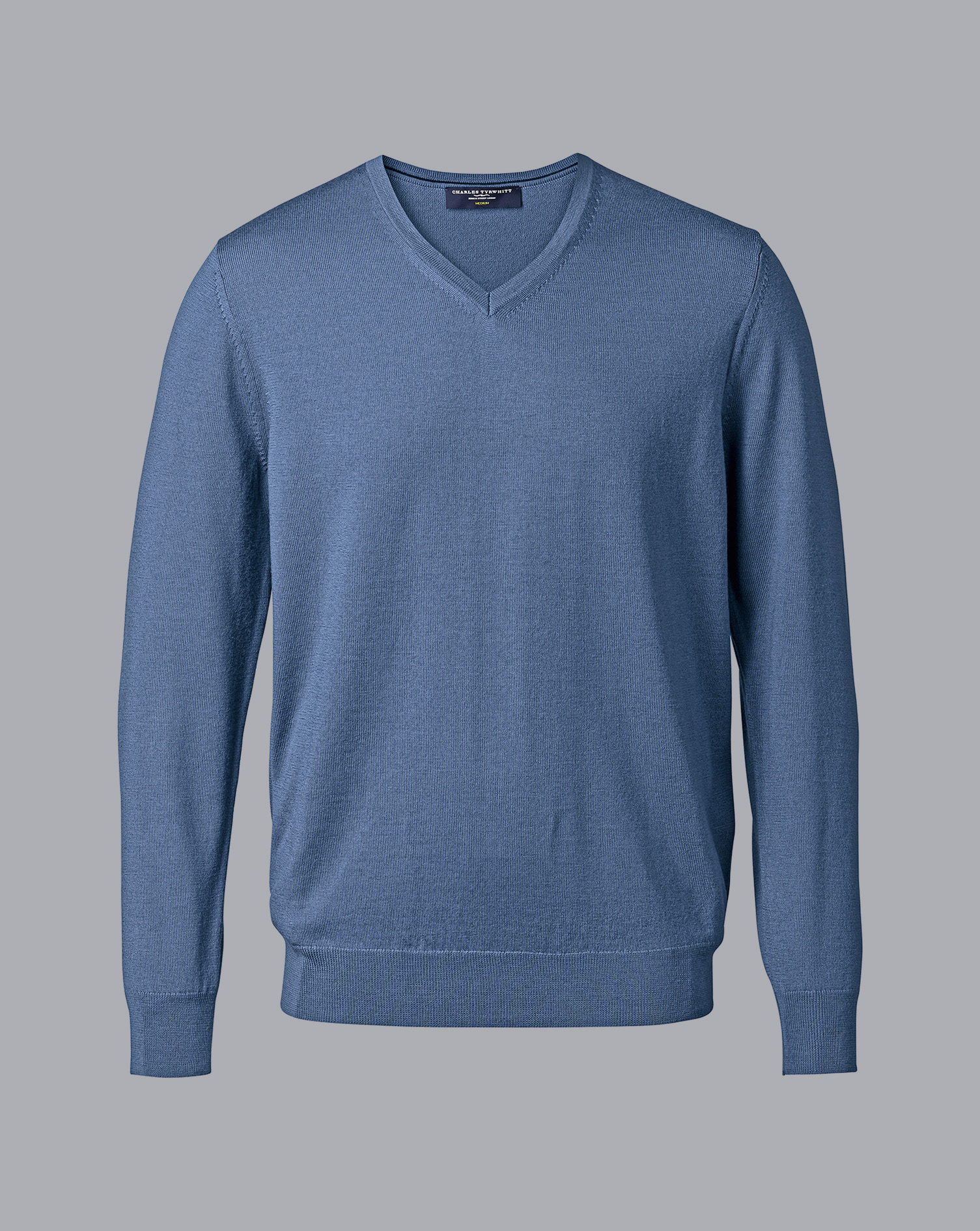 Merino V-Neck Jumper - Steel Blue