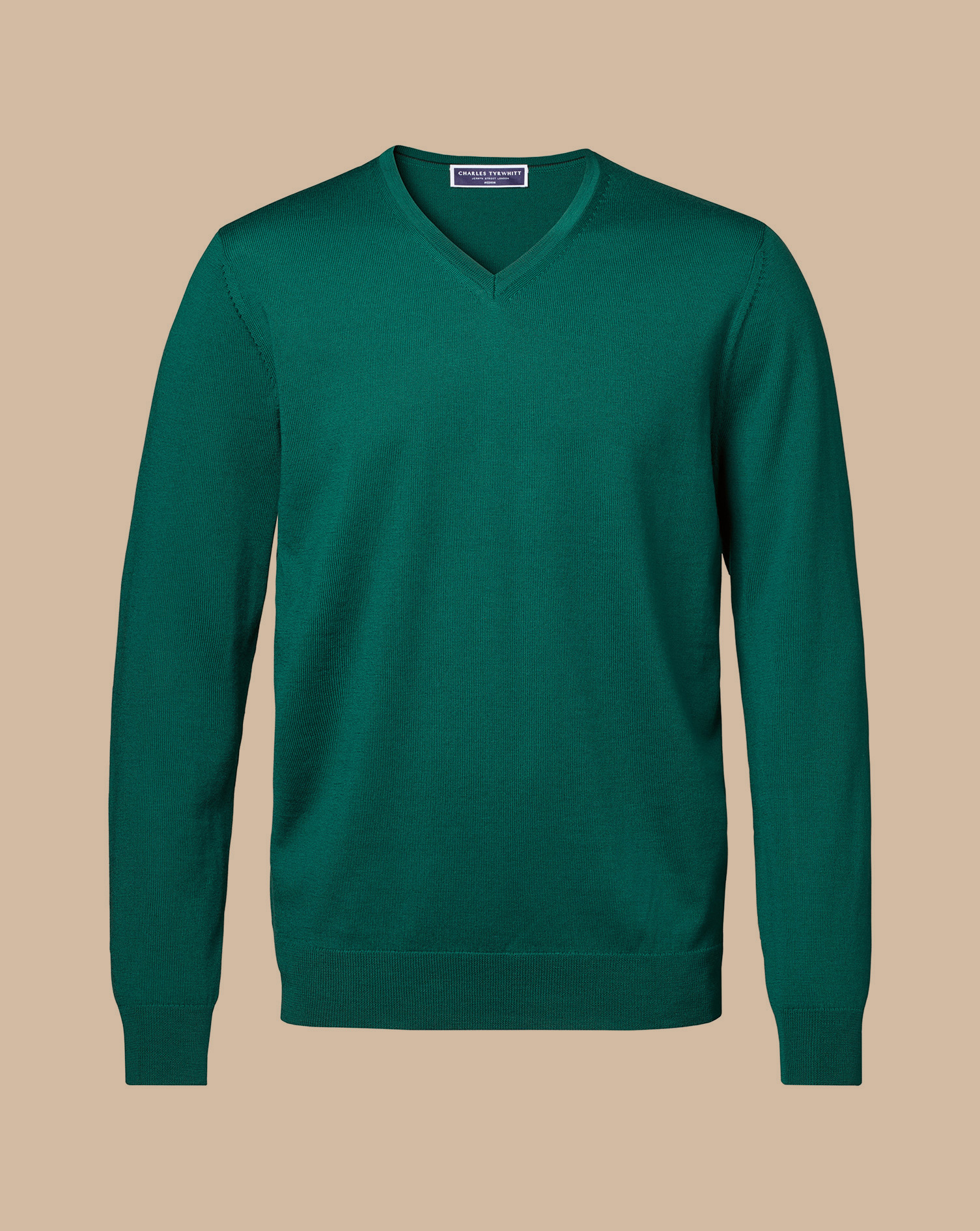 Merino V-Neck Jumper - Green