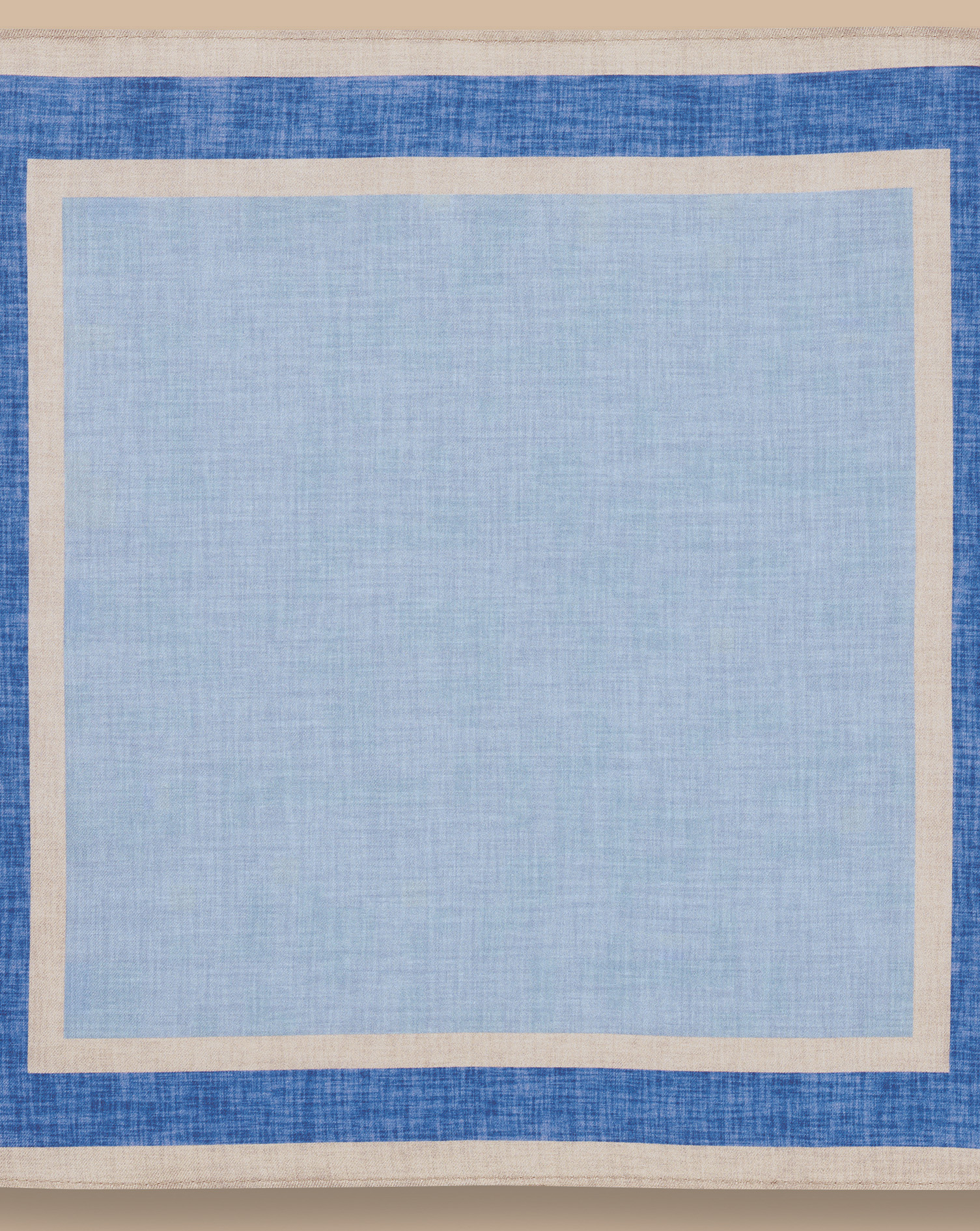 Border Print Silk Pocket Square - Sky Blue