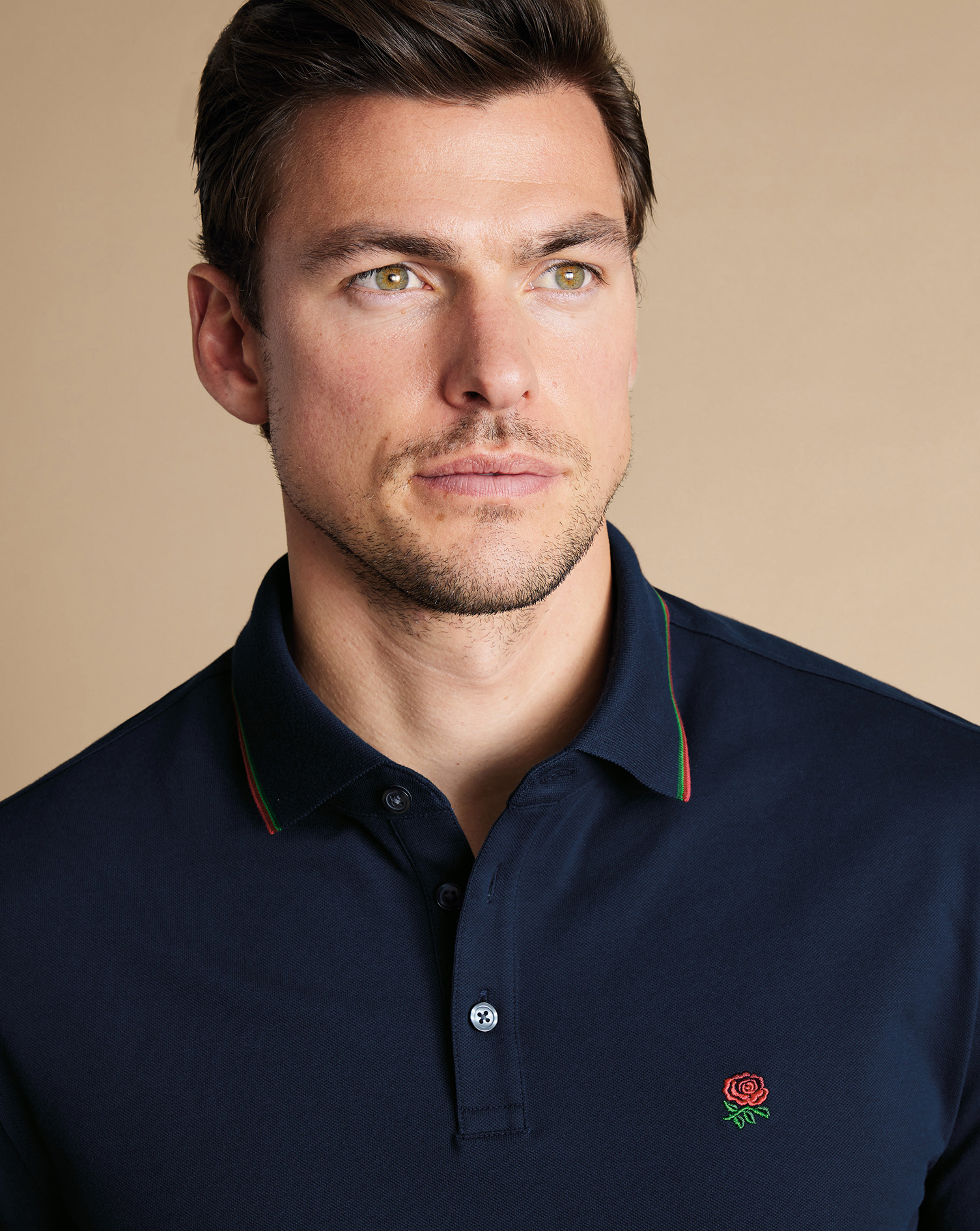 Long Sleeve England Rugby Pique Polo - Navy