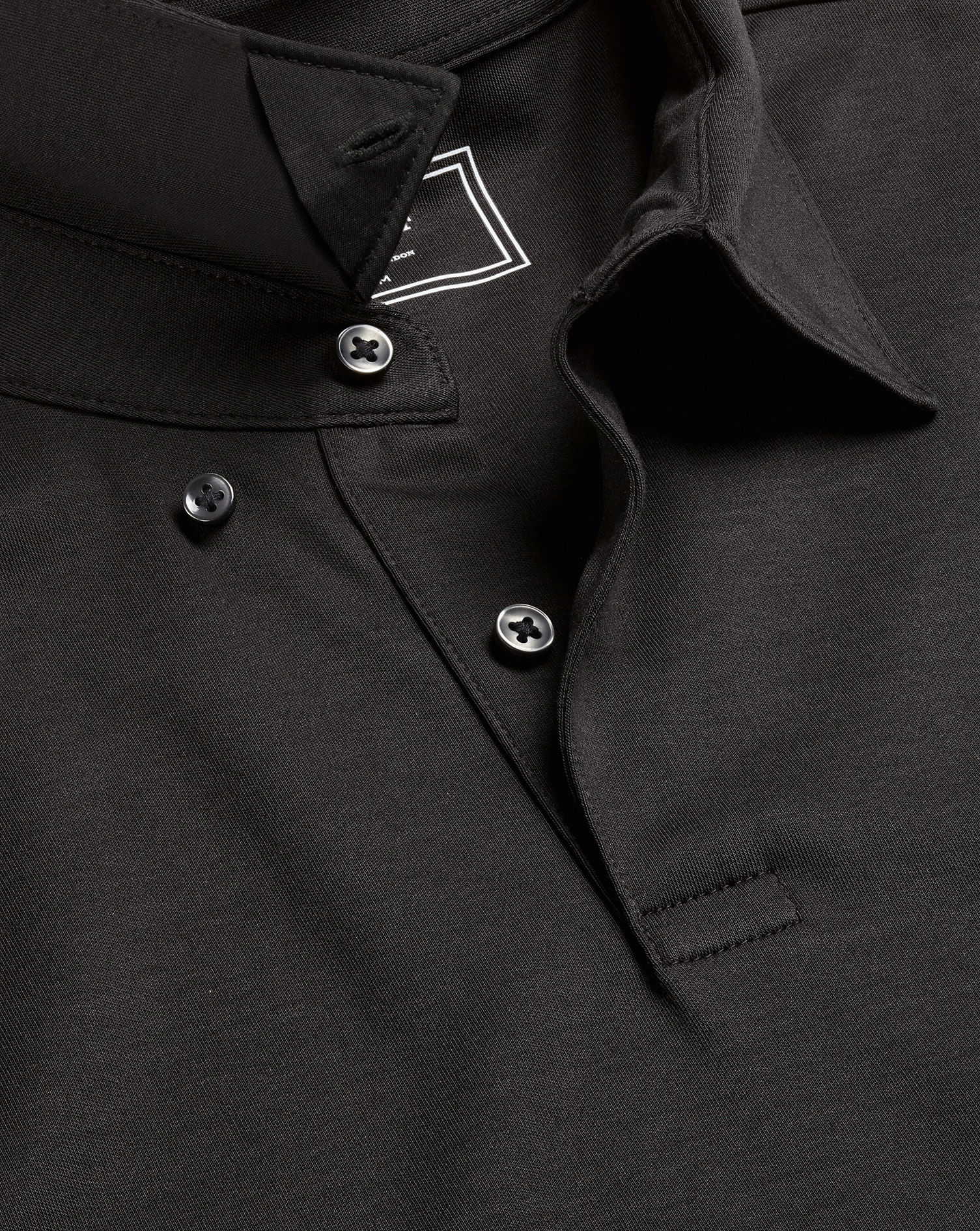 Charles Tyrwhitt Smart Long Sleeve Jersey Cotton Polo Shirt In Black