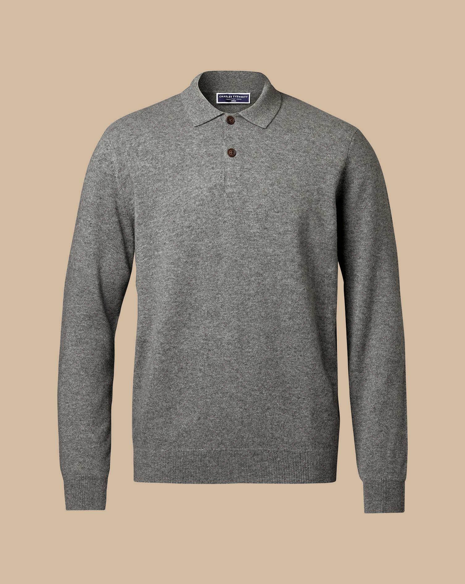 Cashmere Polo Jumper - Grey