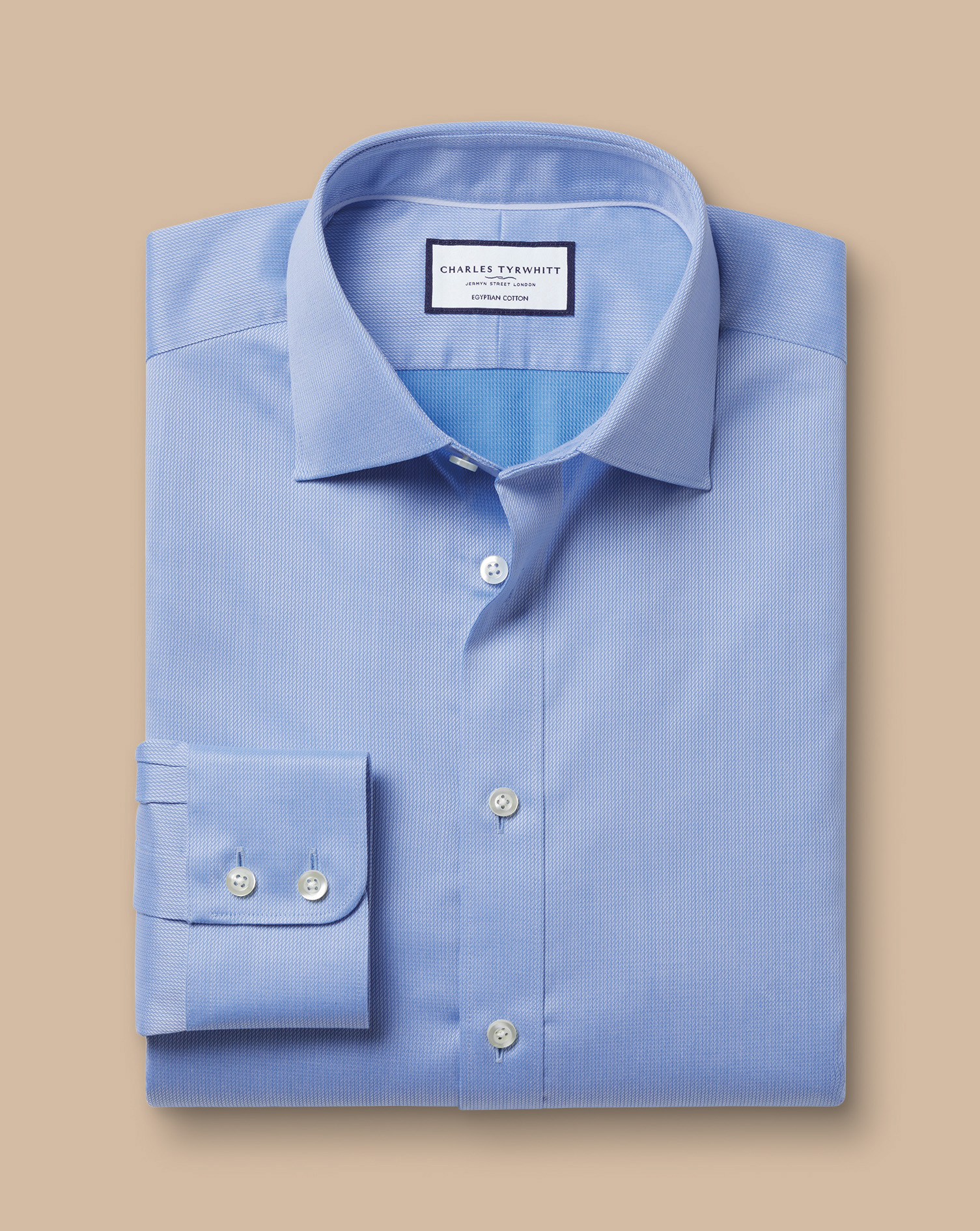 Semi-Cutaway Collar Egyptian Cotton Windsor Weave Shirt - Cornflower Blue