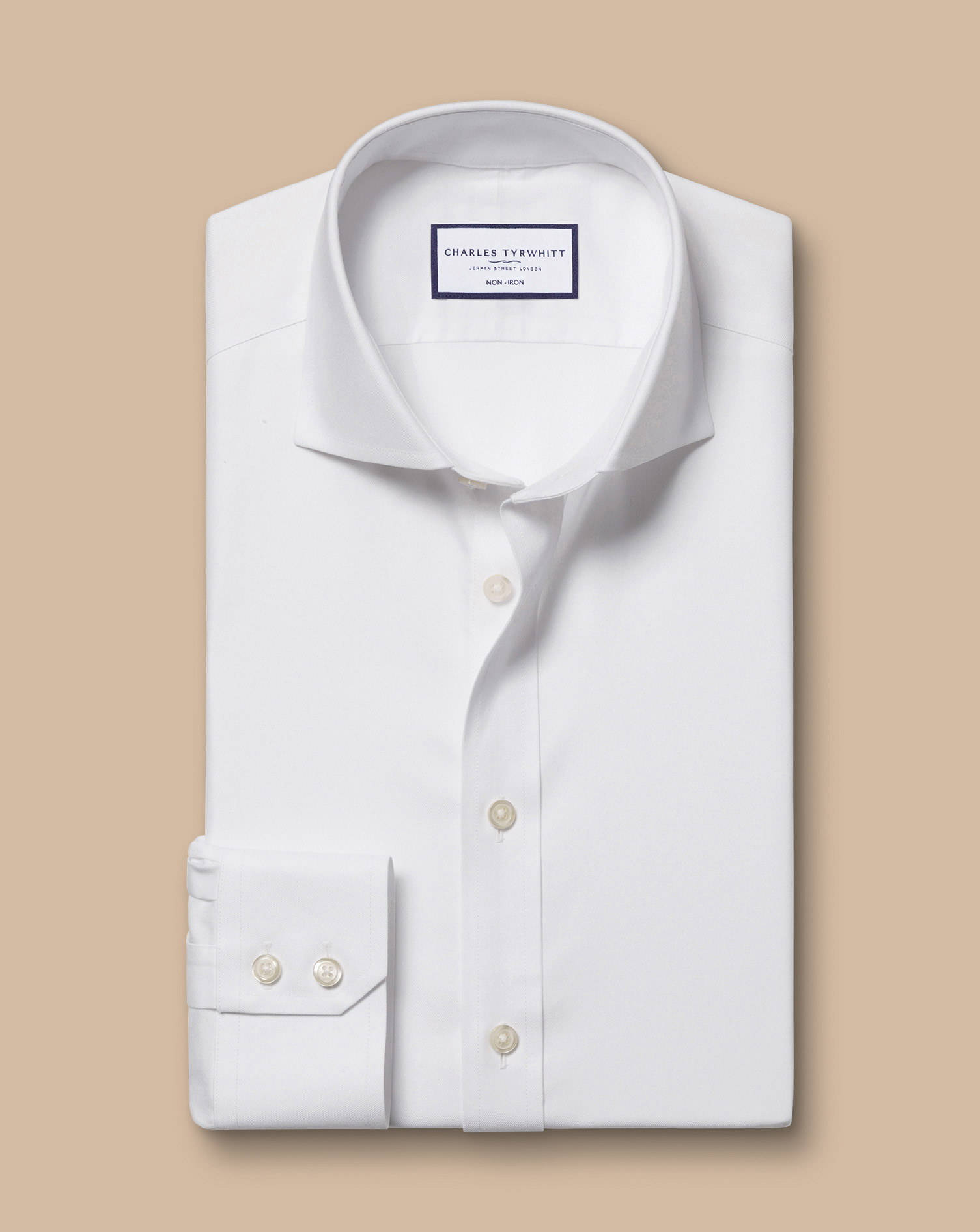 Cutaway Collar Non-Iron Twill Shirt - White