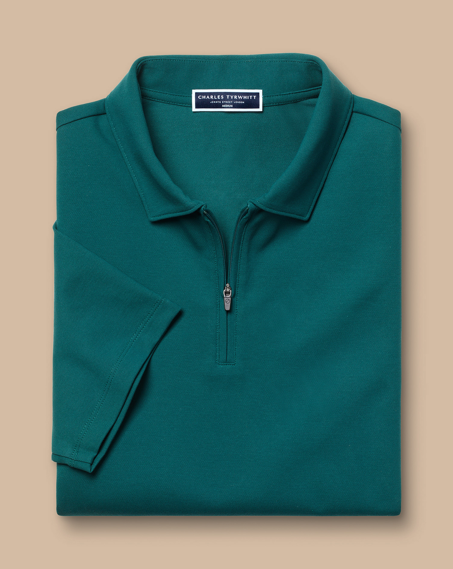 Performance Zip Neck Polo - Teal Green