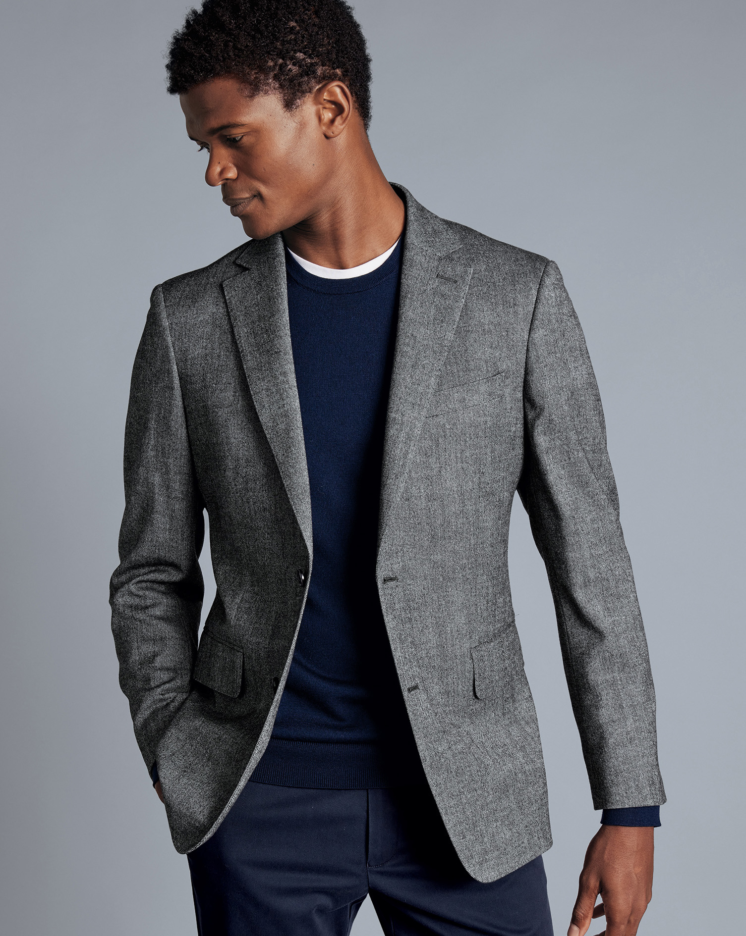 Charles Tyrwhitt Texture Wool Wool Jacket In Grey