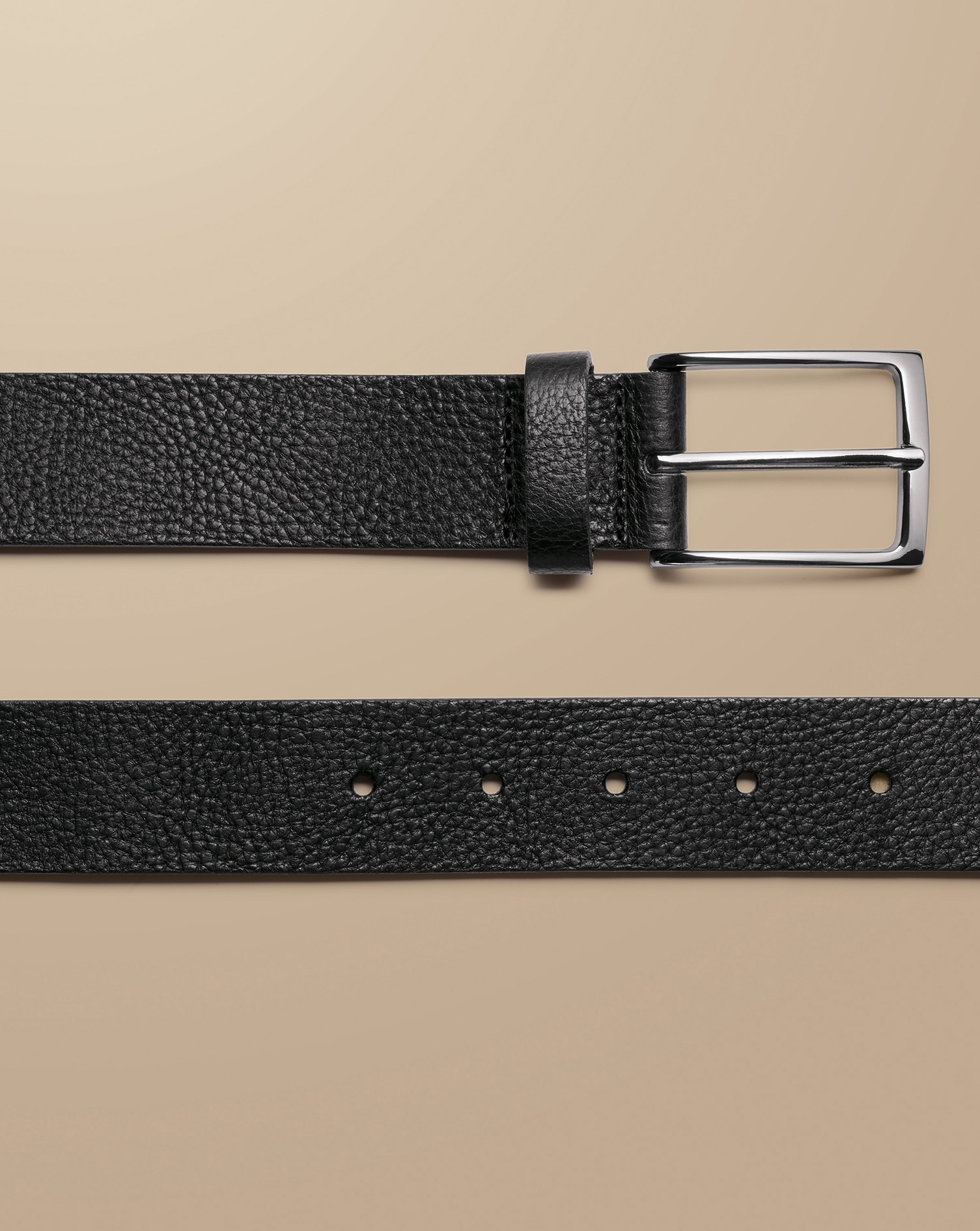 Made in England Textured Leather Chino Belt - Black