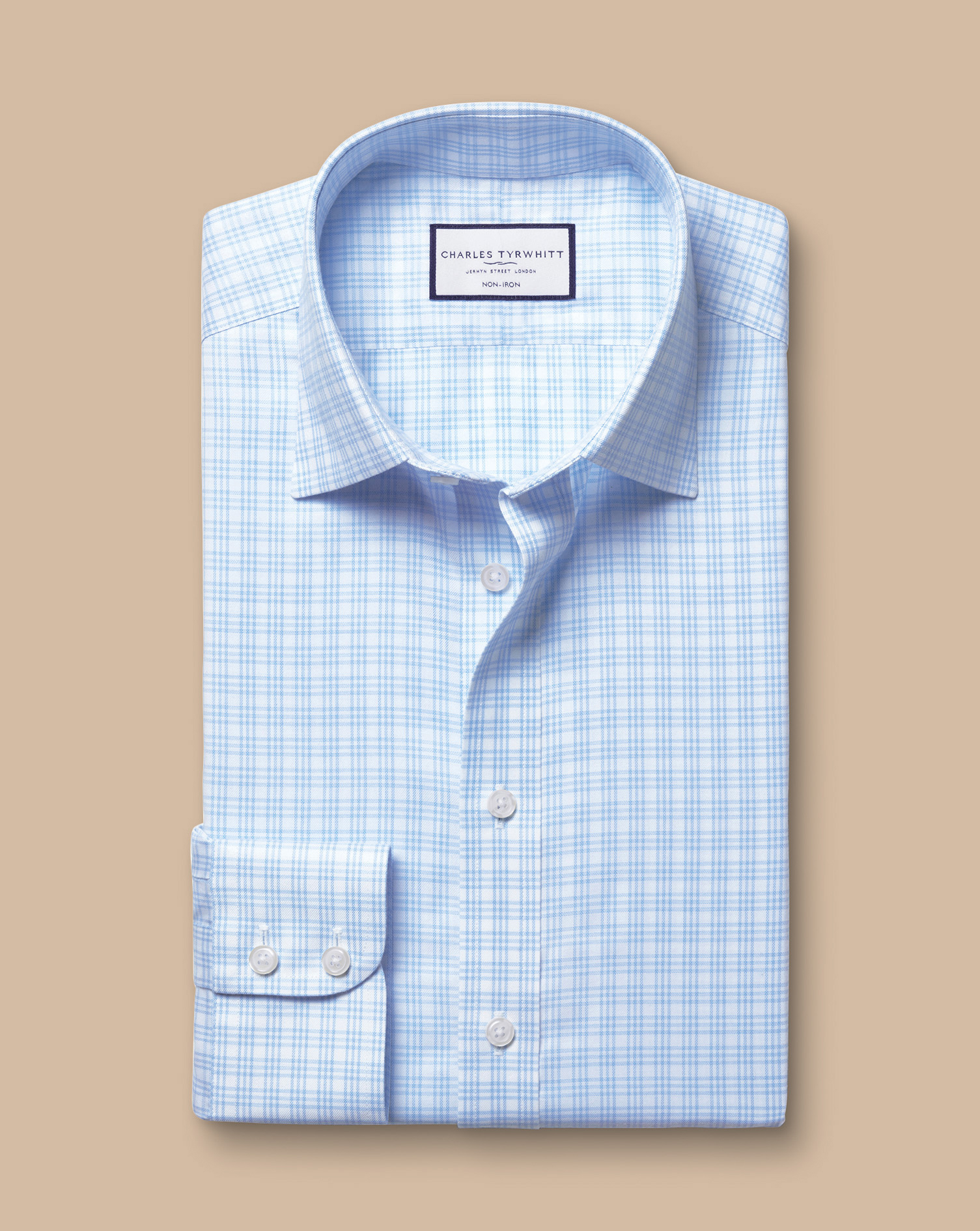 Non-Iron Twill Check Shirt - Sky Blue