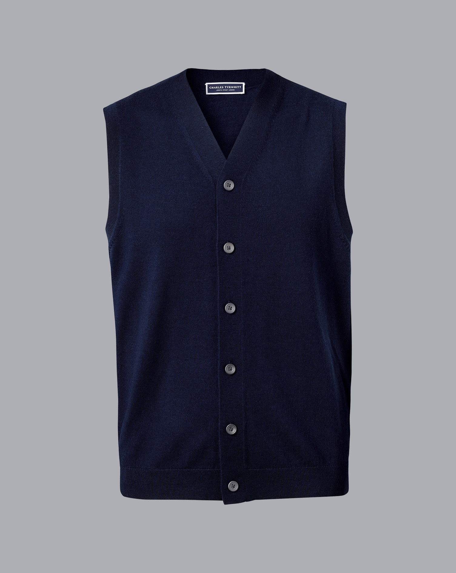 Merino Sleeveless Cardigan - Navy Blue