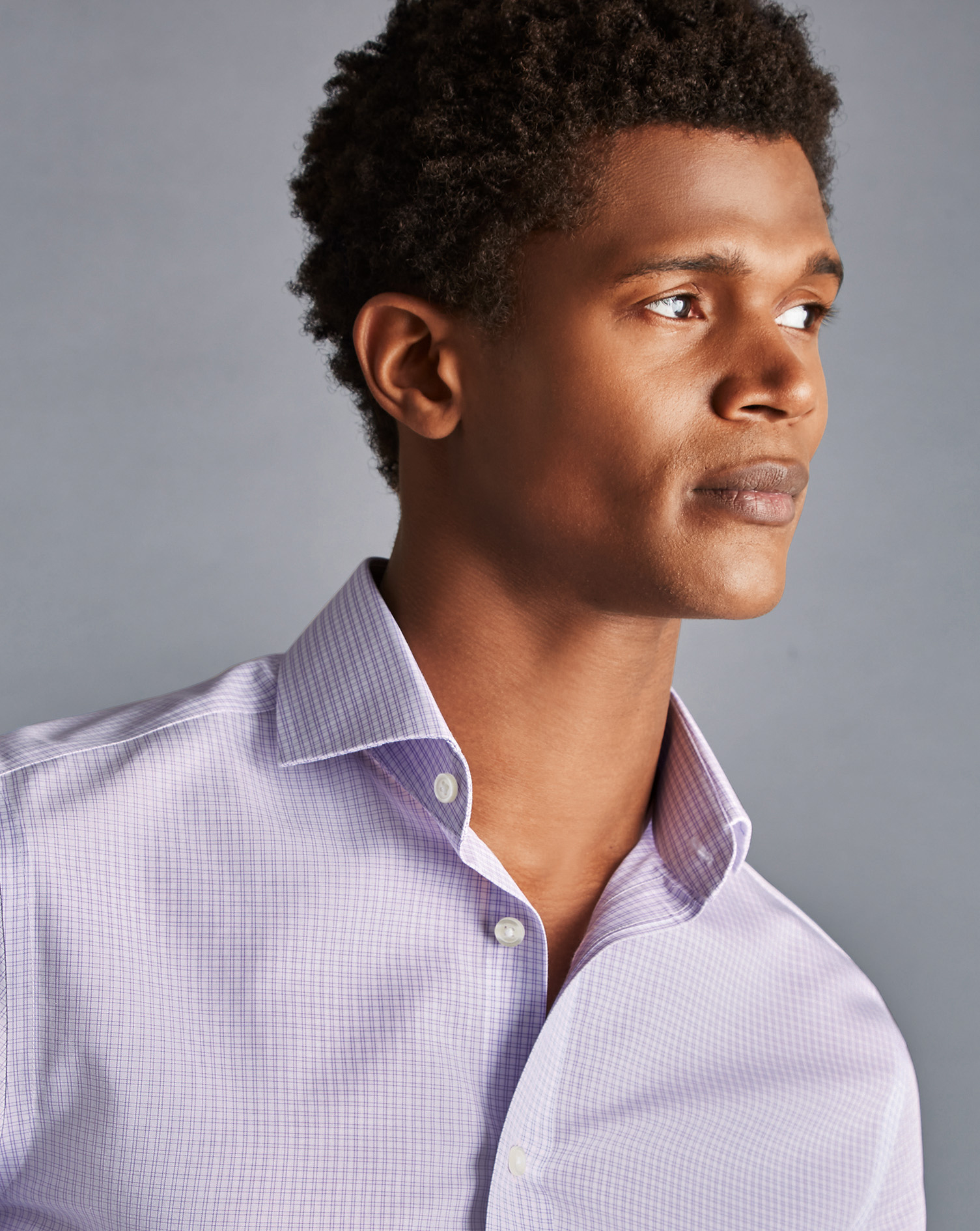 Non-Iron Double Check Shirt - Lilac Purple