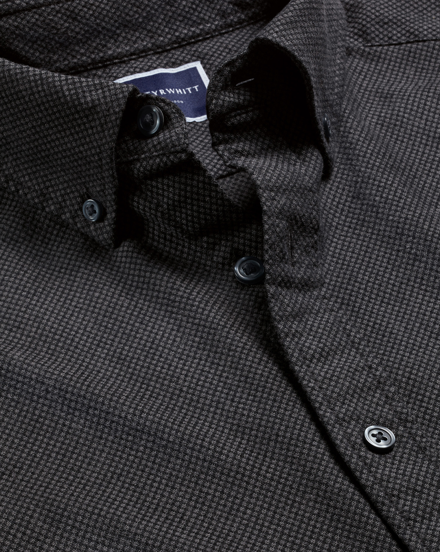 Button-Down Collar Dobby Flannel Shirt - Charcoal Grey