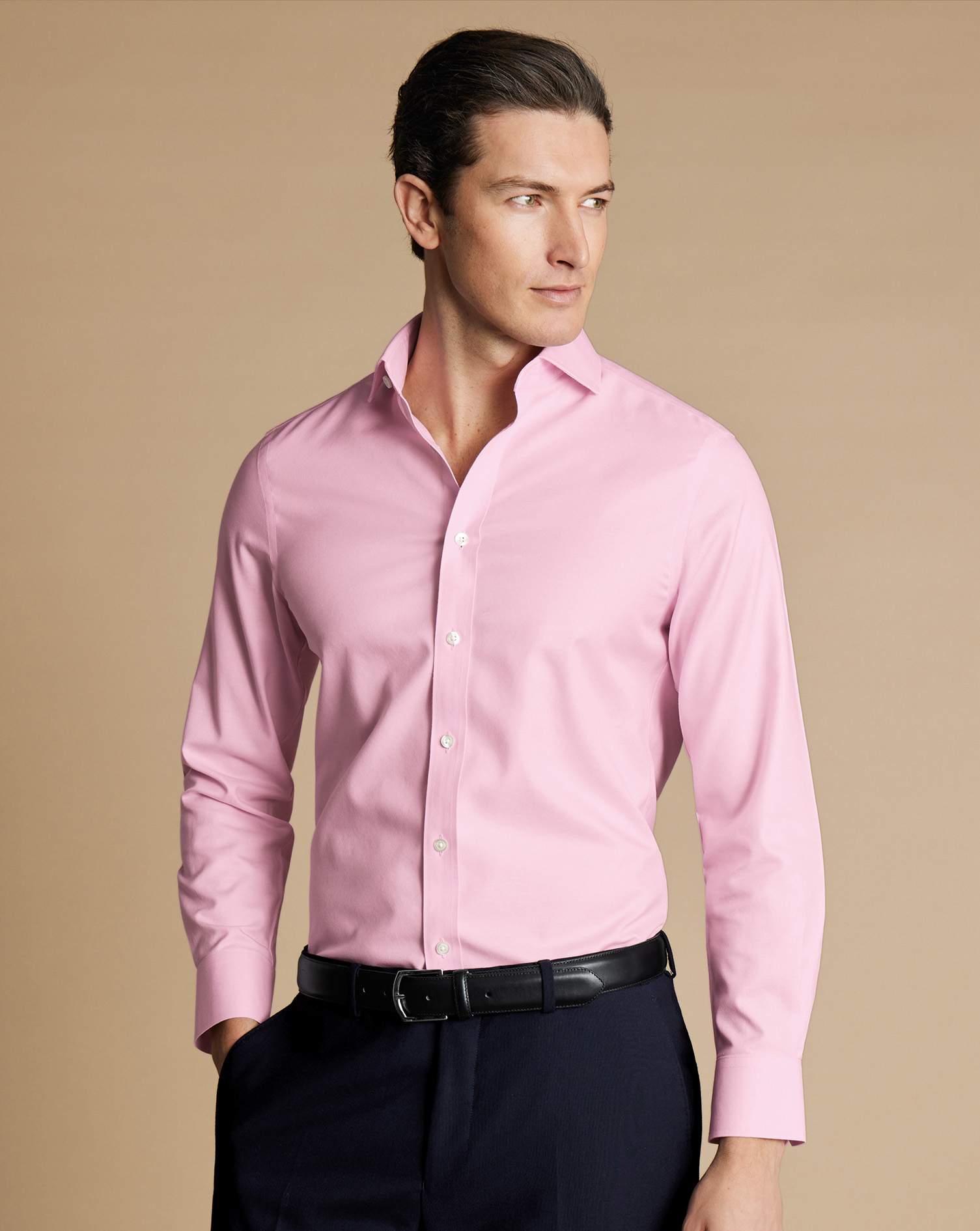 Cutaway Collar Non-Iron Twill Shirt - Pink