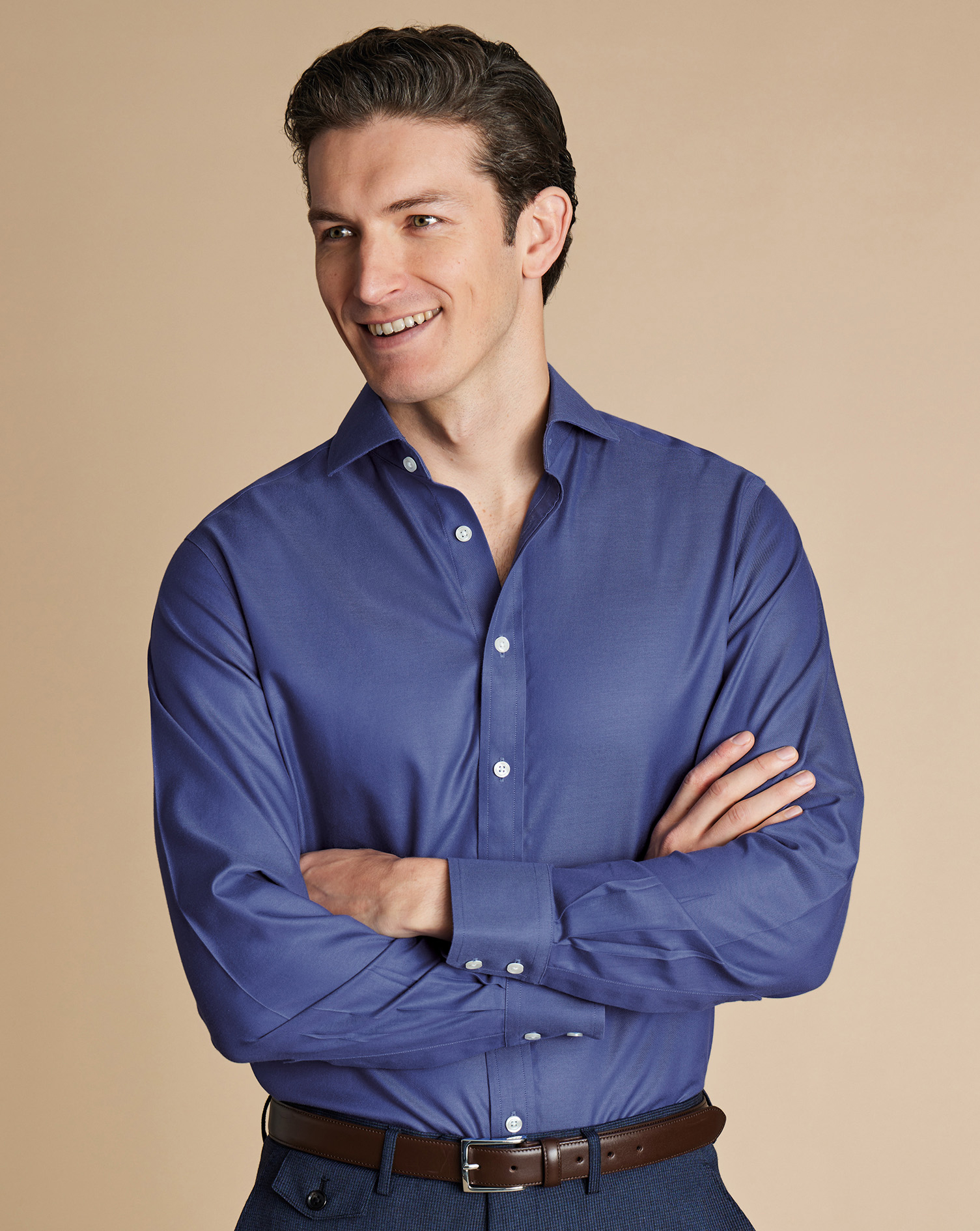 Cutaway Collar Non-Iron Twill Shirt - Cobalt Blue