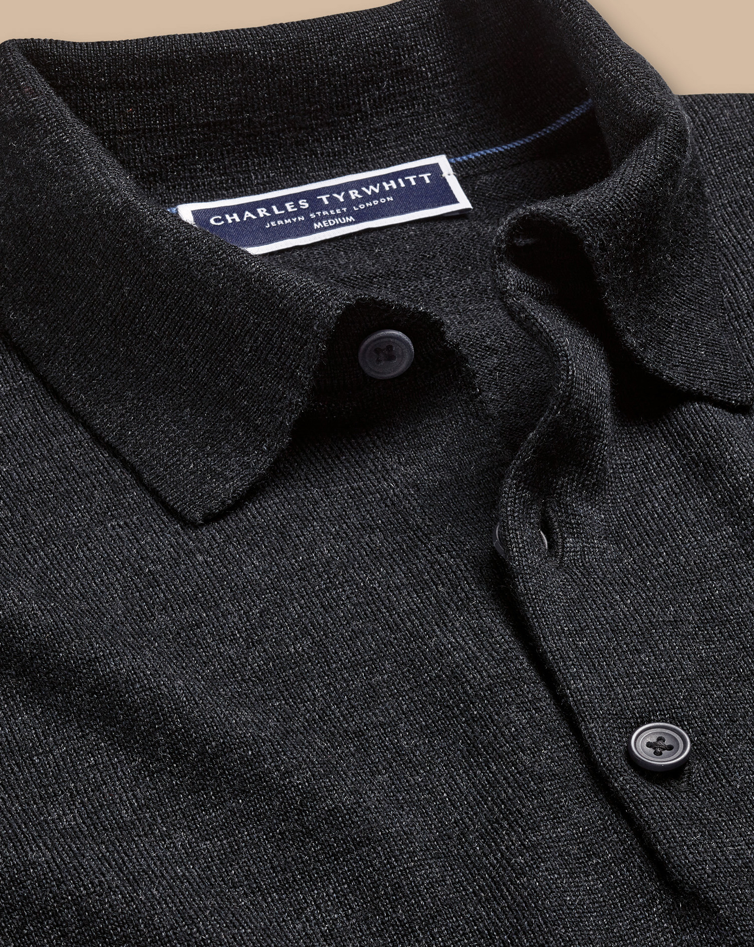 Merino Polo Jumper - Charcoal Grey