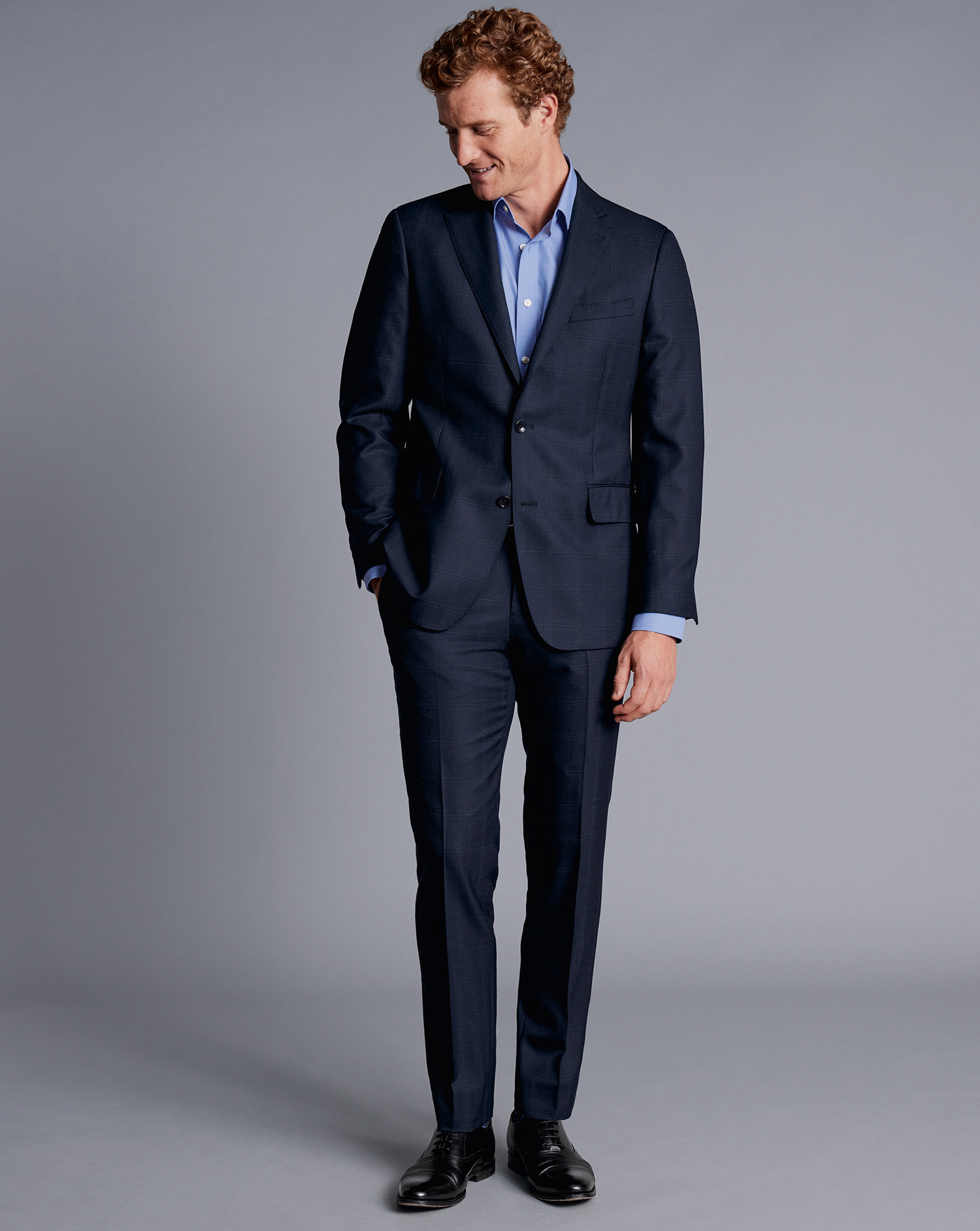 Ultimate Performance Check Suit Jacket - Navy