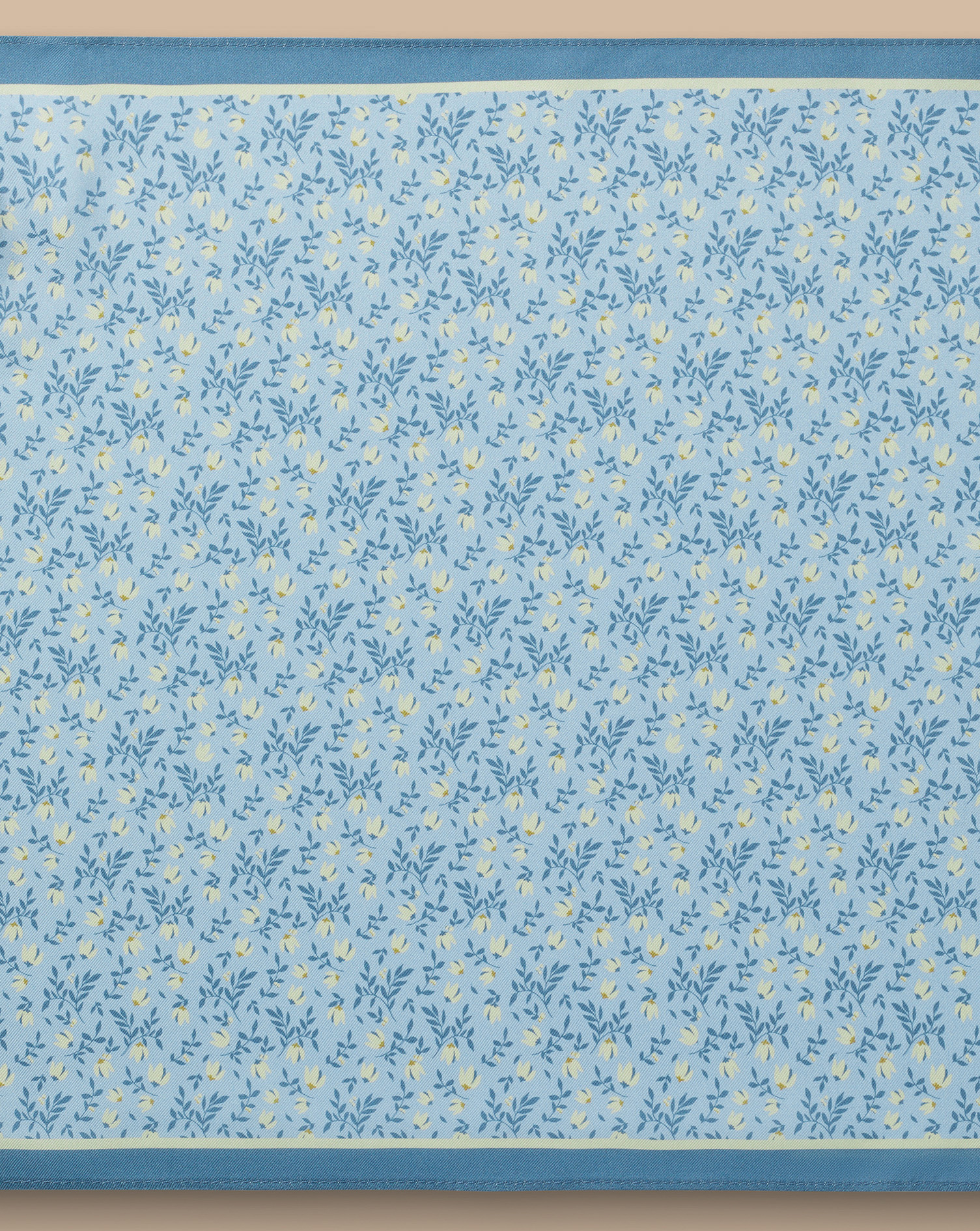 Floral Silk Pocket Square - Light Blue