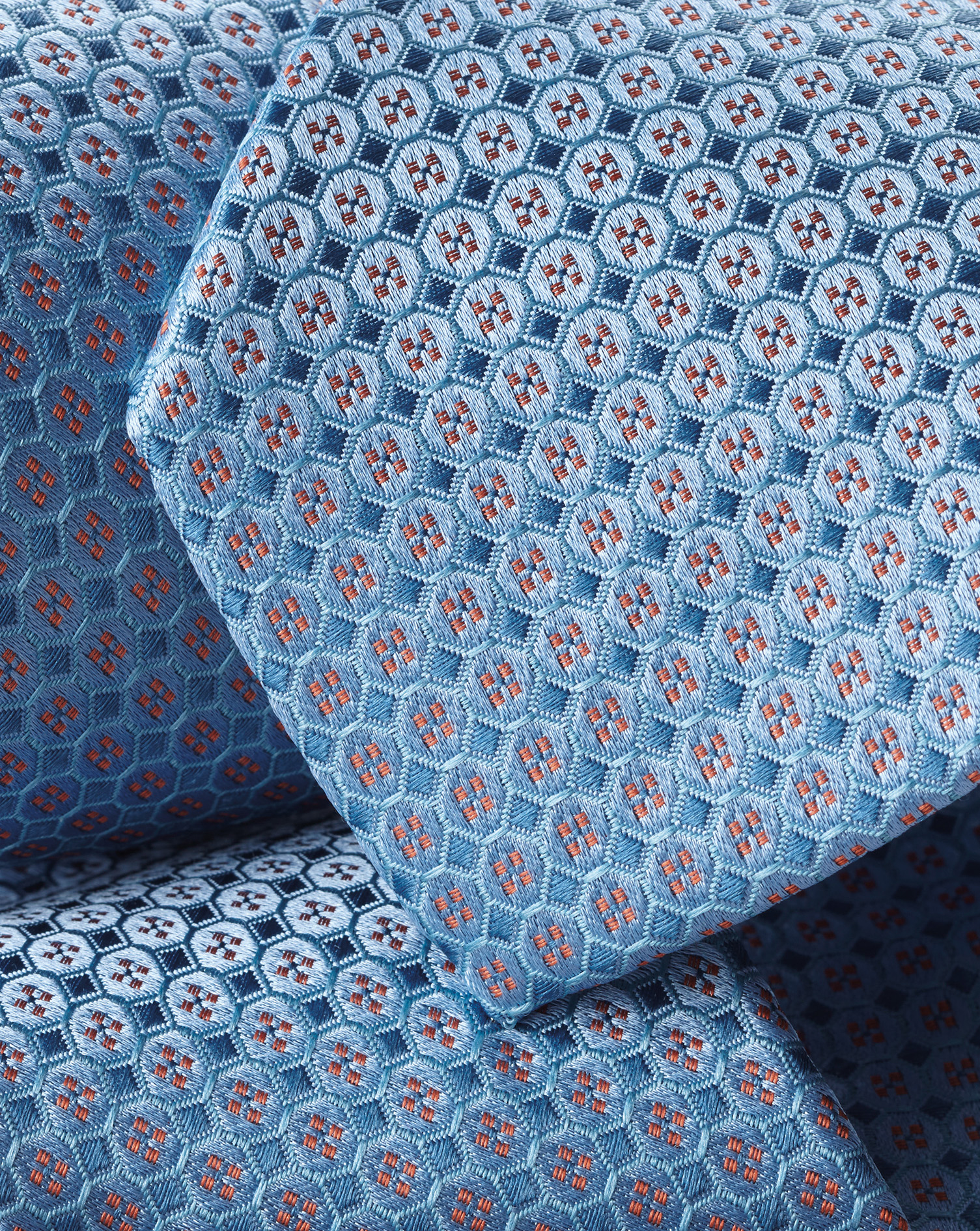 Slim Mini Floral Silk Patterned Tie - Sky Blue