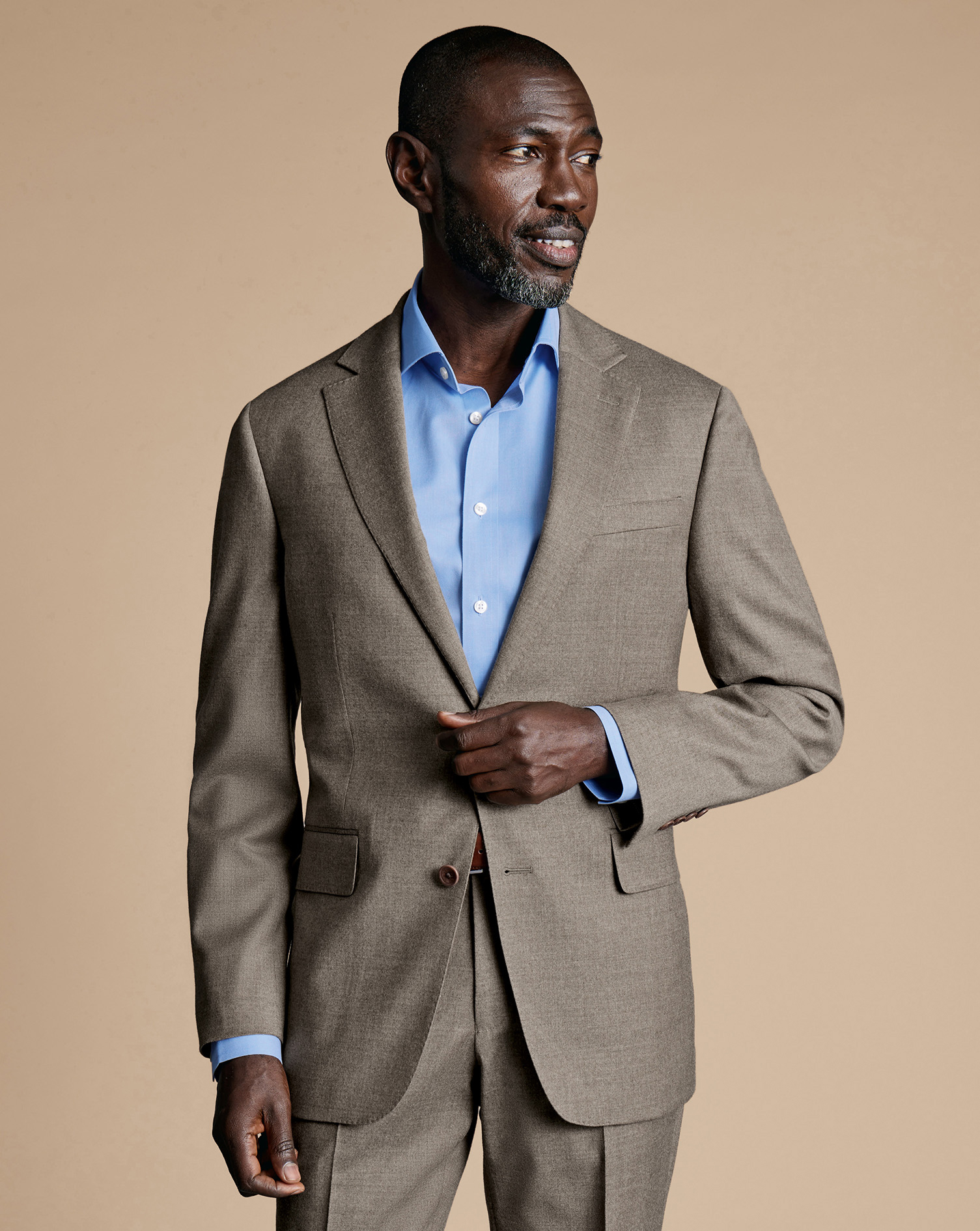 Italian Twill Suit Jacket - Taupe