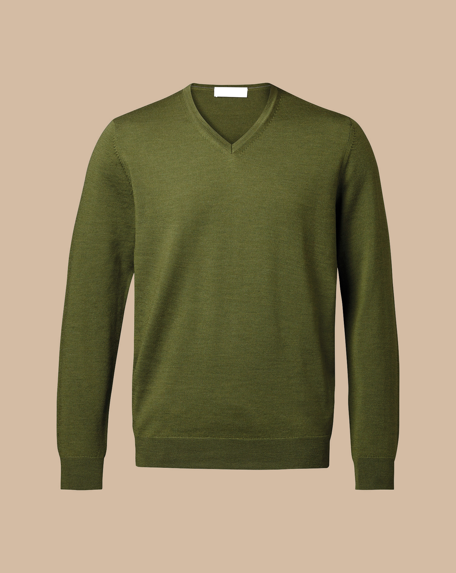 Merino V-Neck Jumper - Moss Green