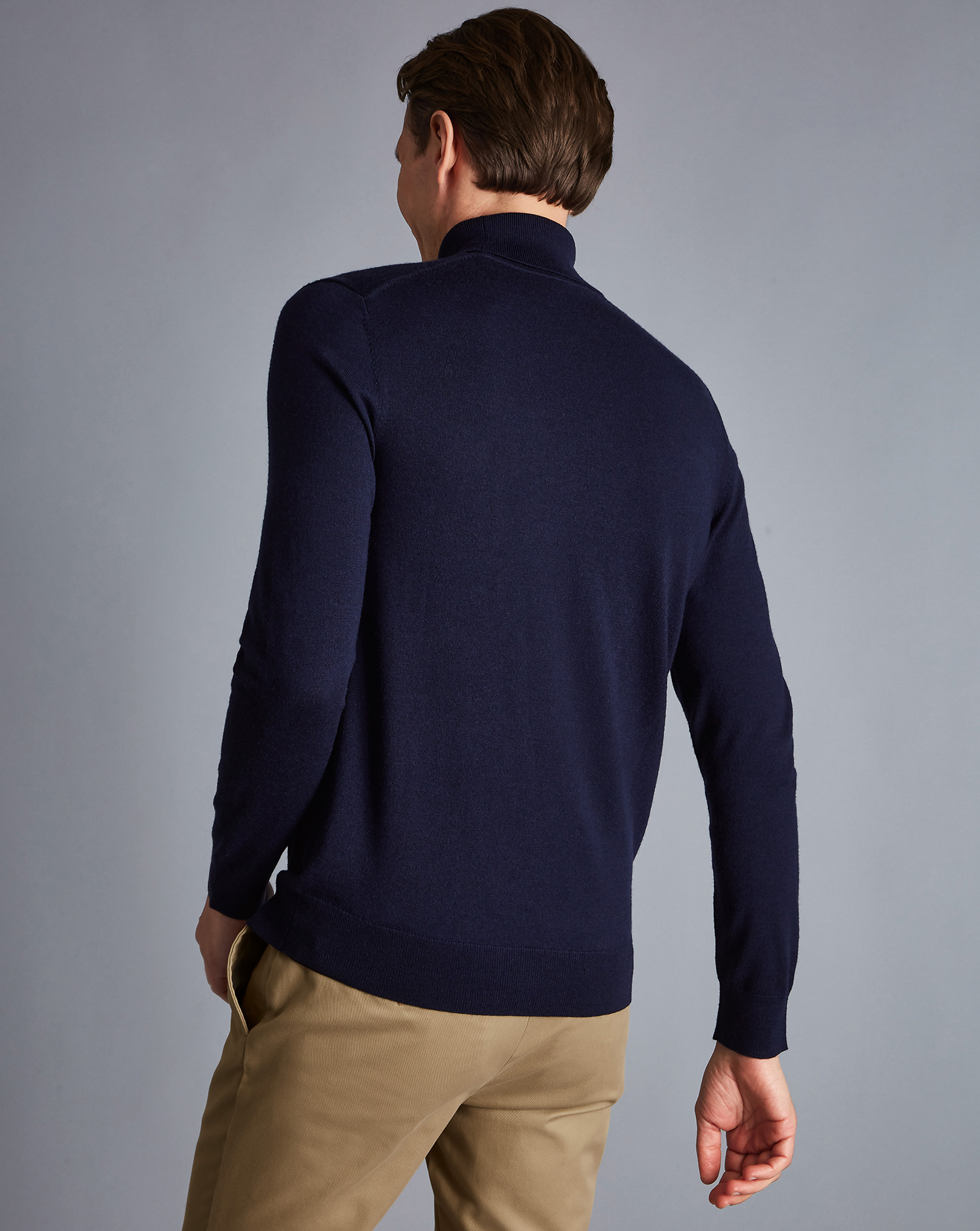 Merino Roll Neck Jumper - Navy