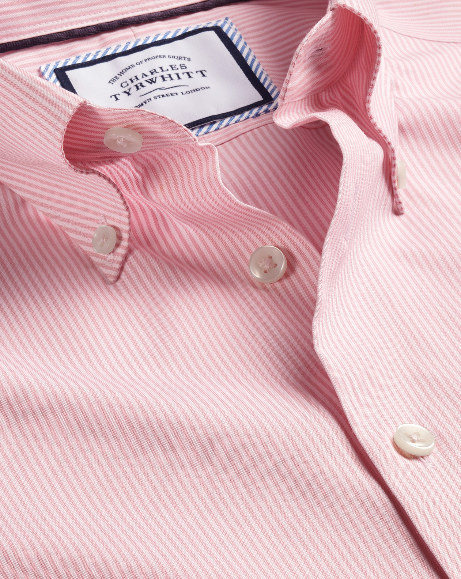 Button-Down Collar Non-Iron Oxford Stripe Shirt - Pink