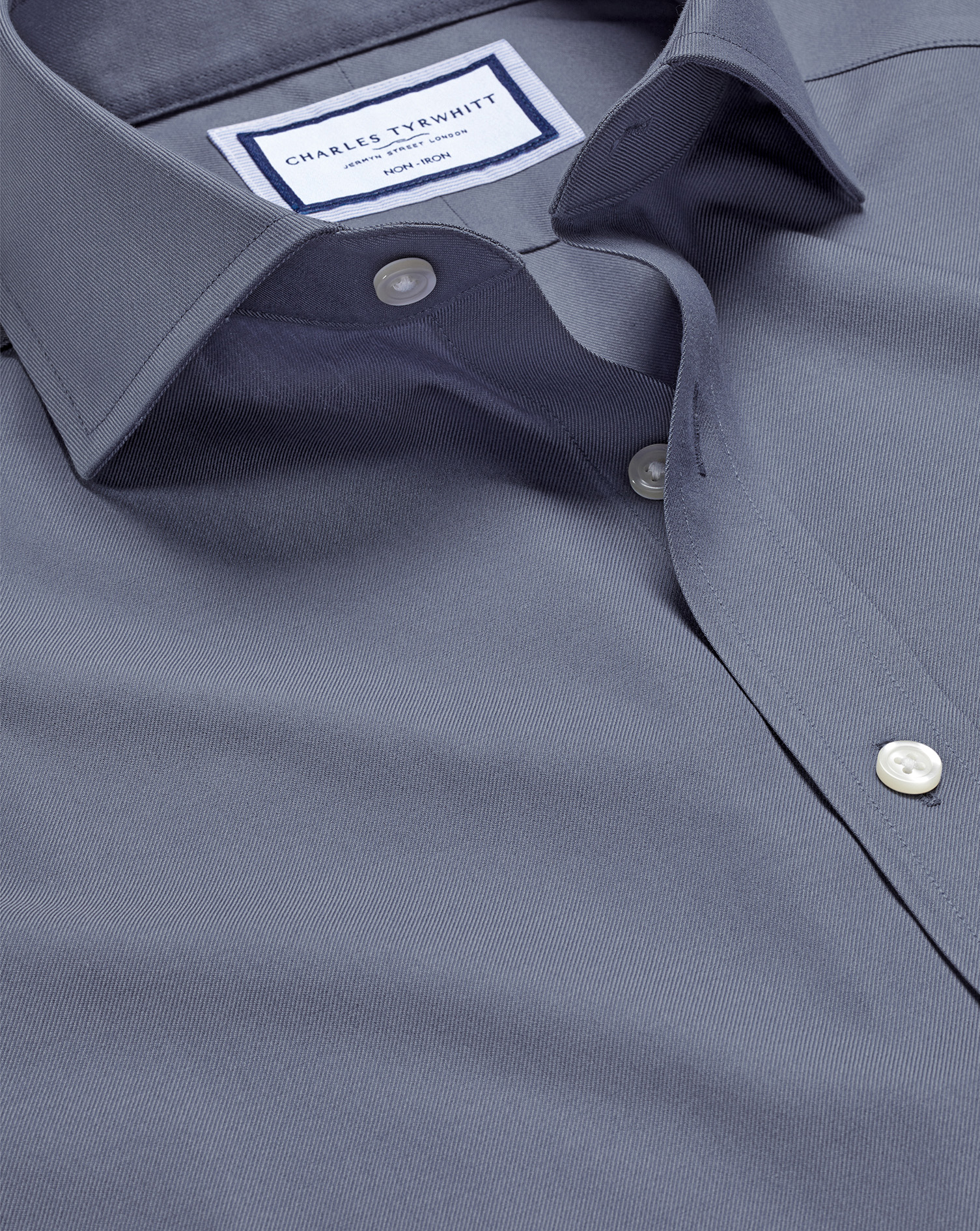Charles Tyrwhitt Men's  Cutaway Collar Non-iron Twill Dress Shirt In Blue