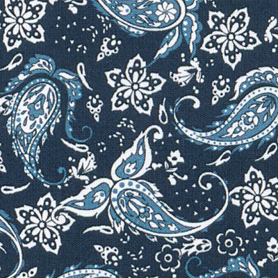 Paisley Print Poplin - Navy