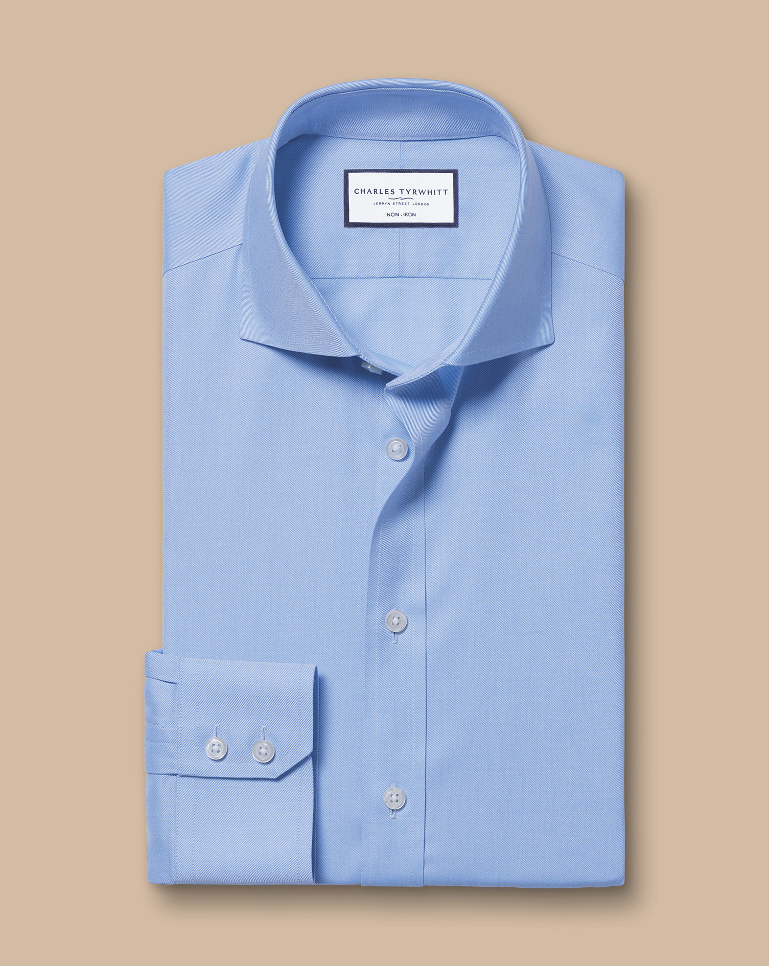 Cutaway Collar Non-Iron Twill Shirt - Cornflower Blue