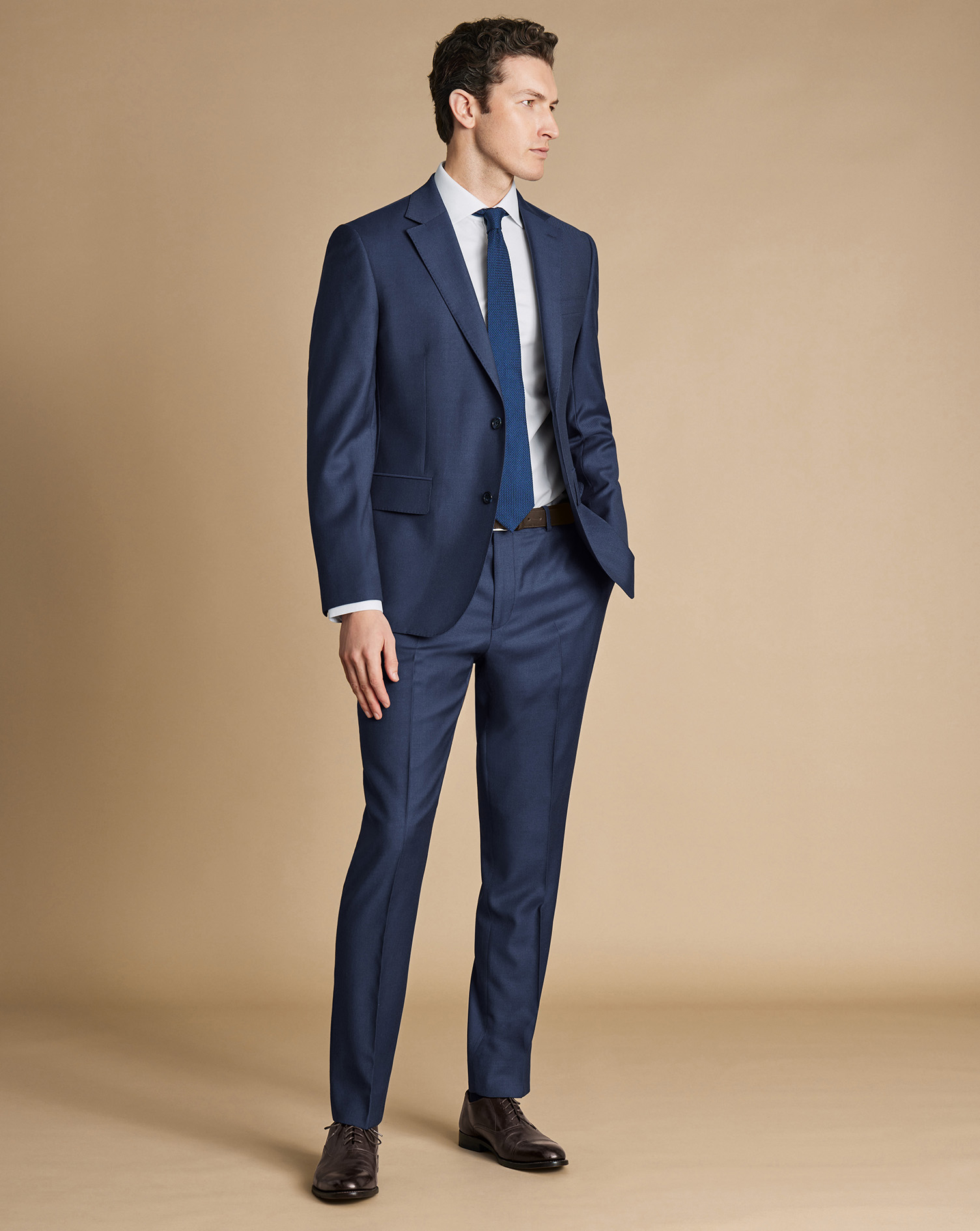 Natural Stretch Twill Suit Trousers - Indigo Blue