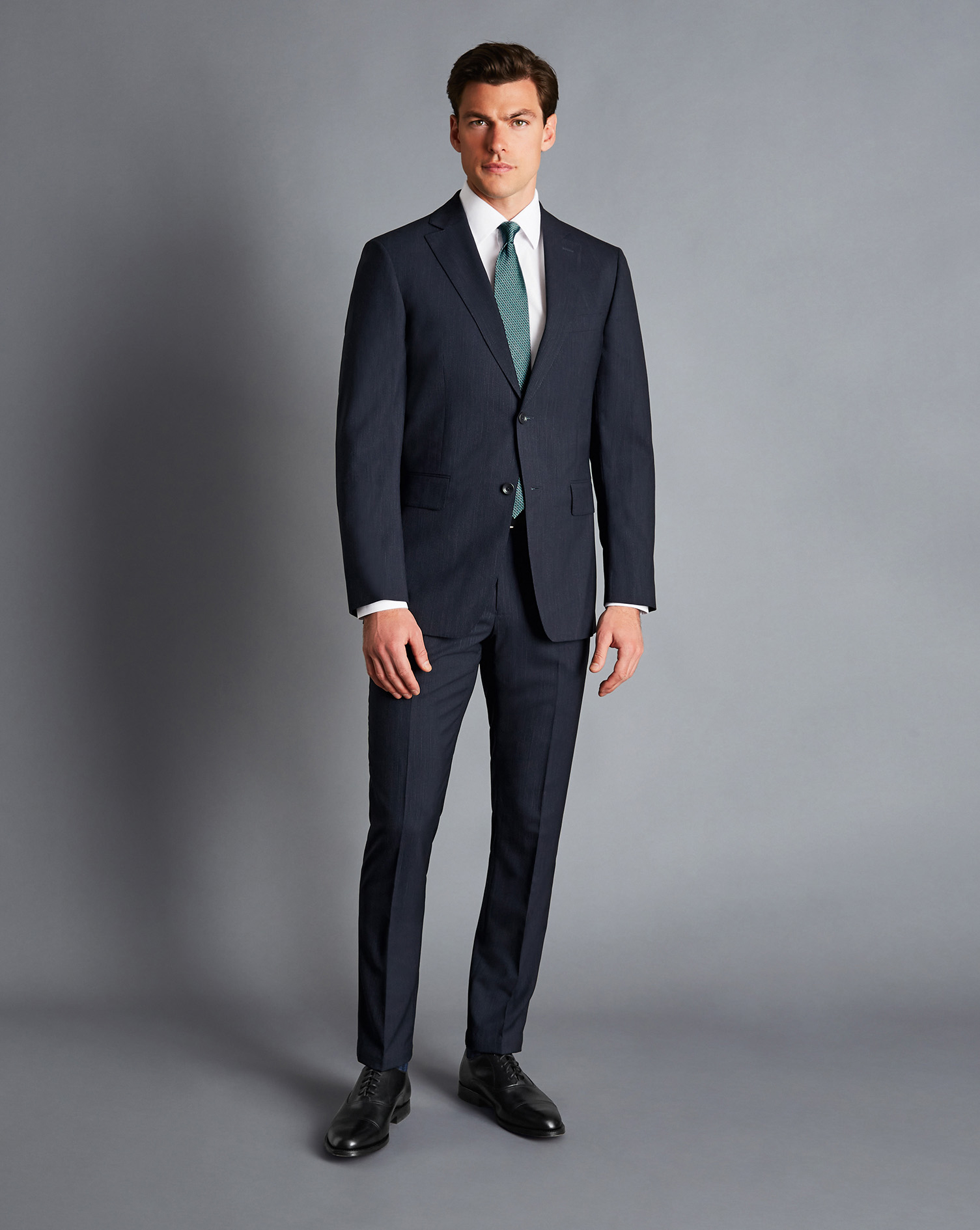 Melange Pinstripe Suit Jacket - Dark Navy