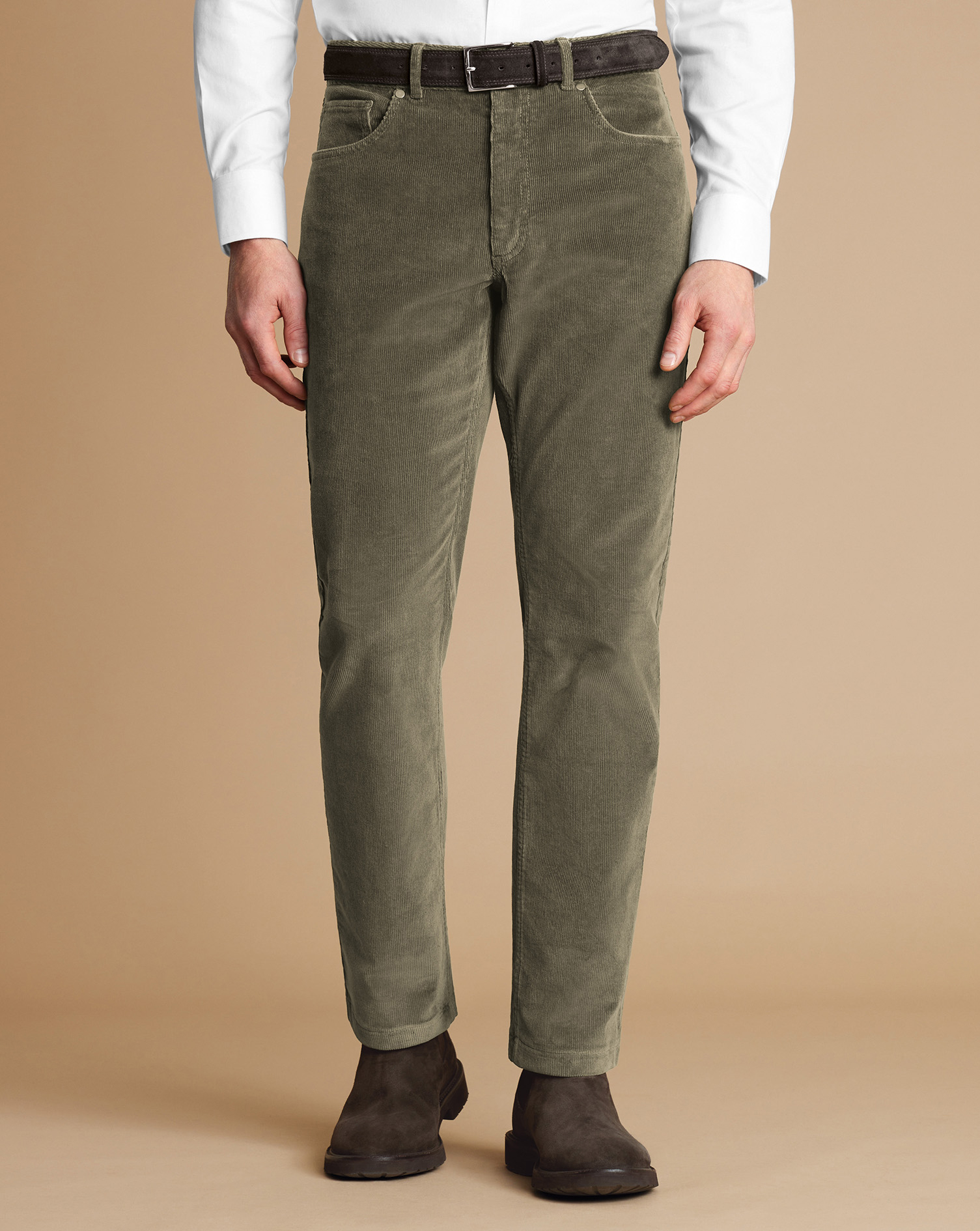 Cord 5 Pocket Jeans - Olive Green