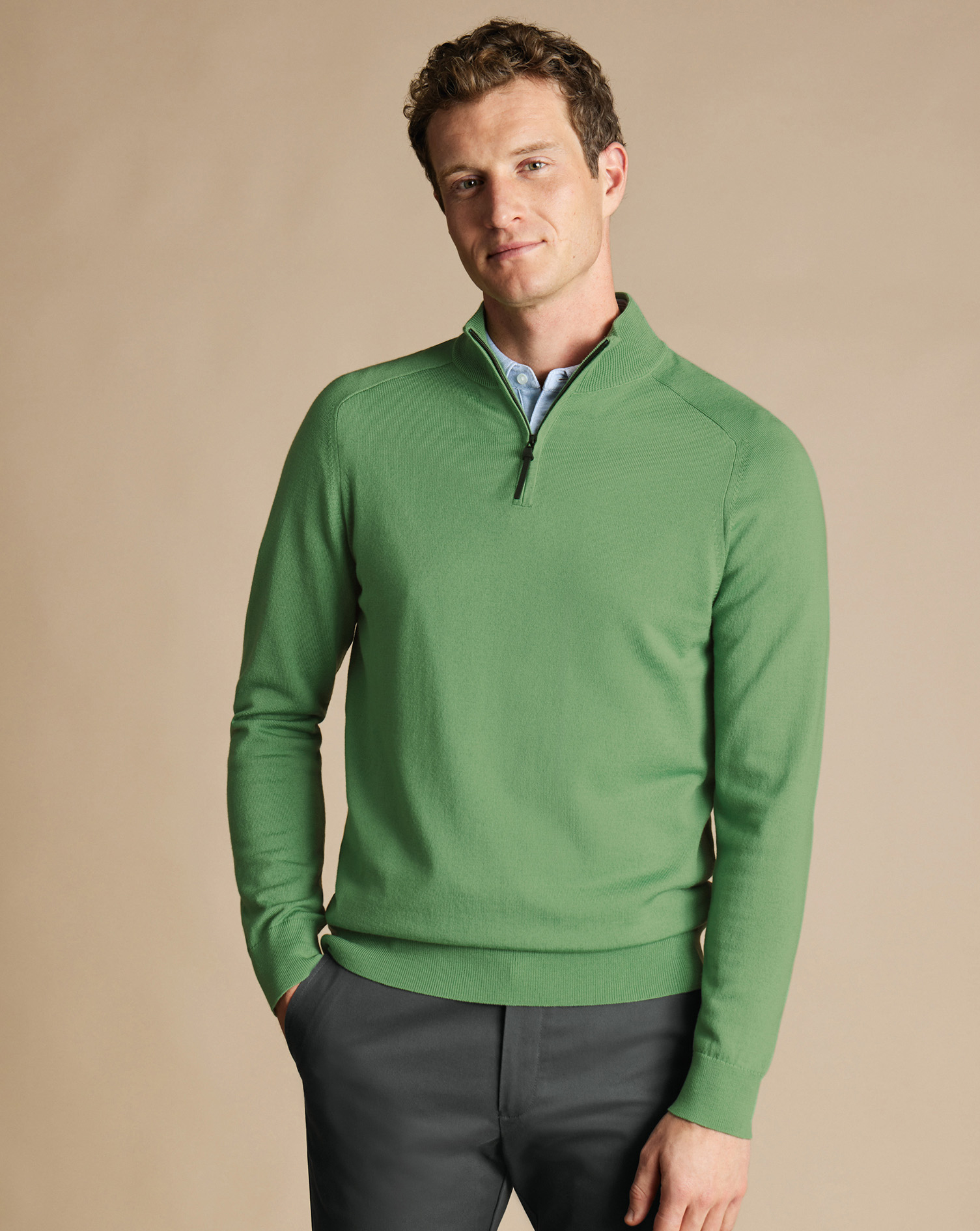 Charles Tyrwhitt Performance Troyer aus Merino - Hellgrün